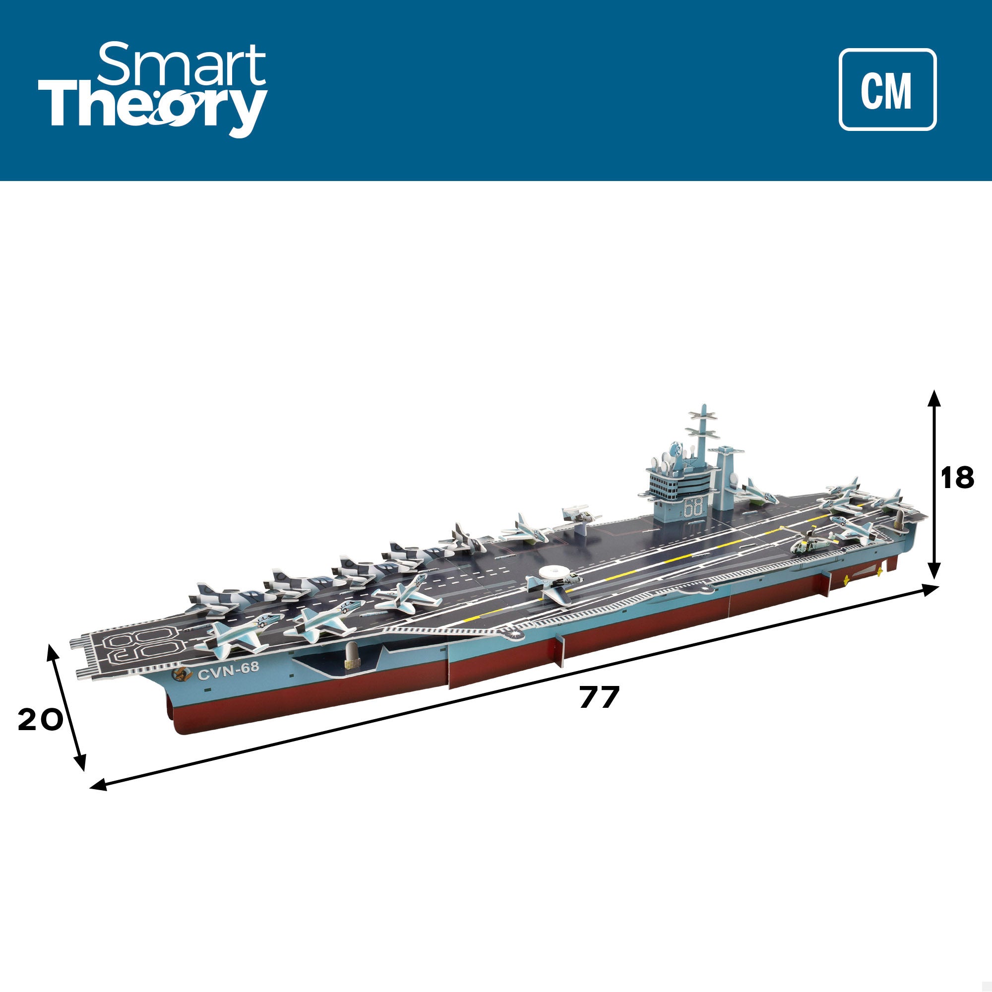 Puzzle 3D do porta-aviões Nimitz da Marinha dos EUA, 67 peças, Smart Theory