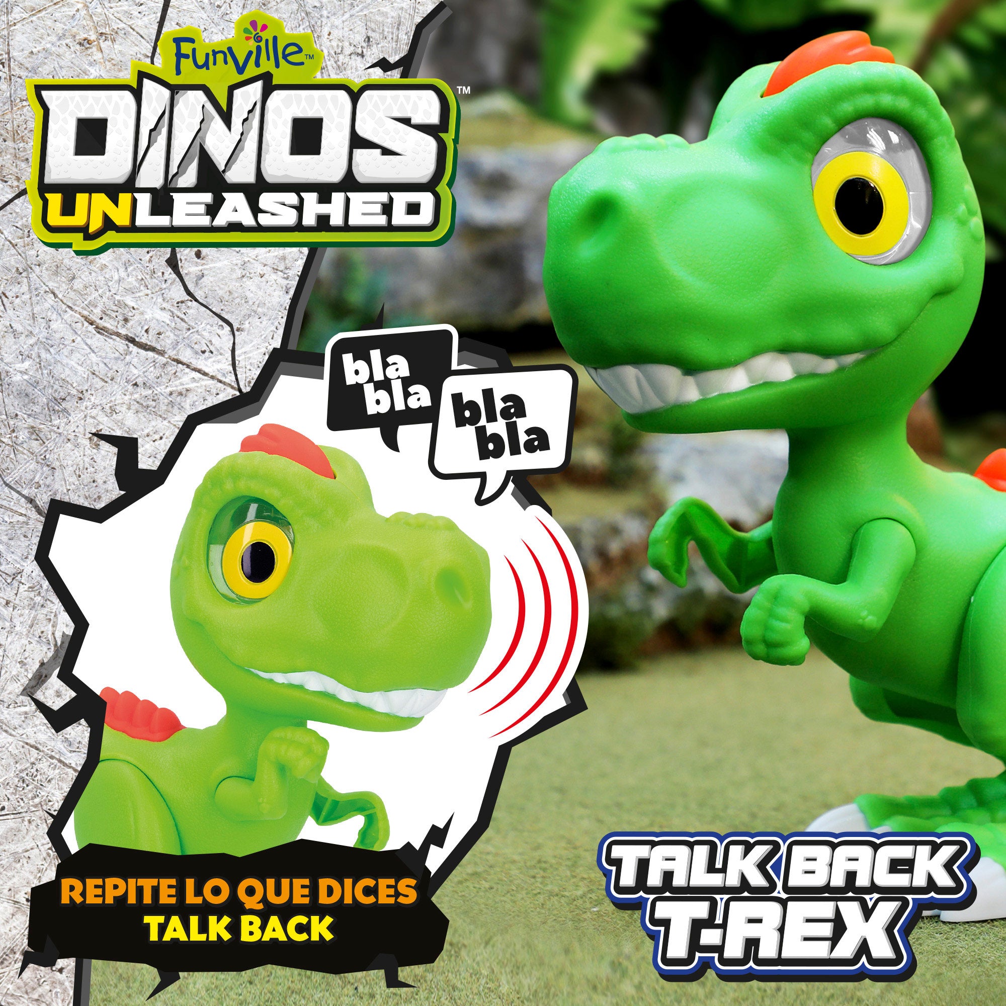 Dinosaurio juguete T-Rex con luz, sonido y grabación Dinos Unleashed