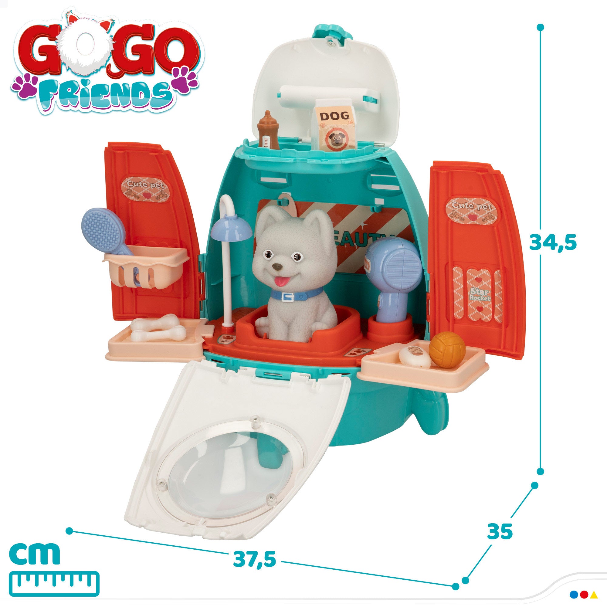 Salão de beleza 2 em 1 para cães de brincar com Go Go Friends Pet