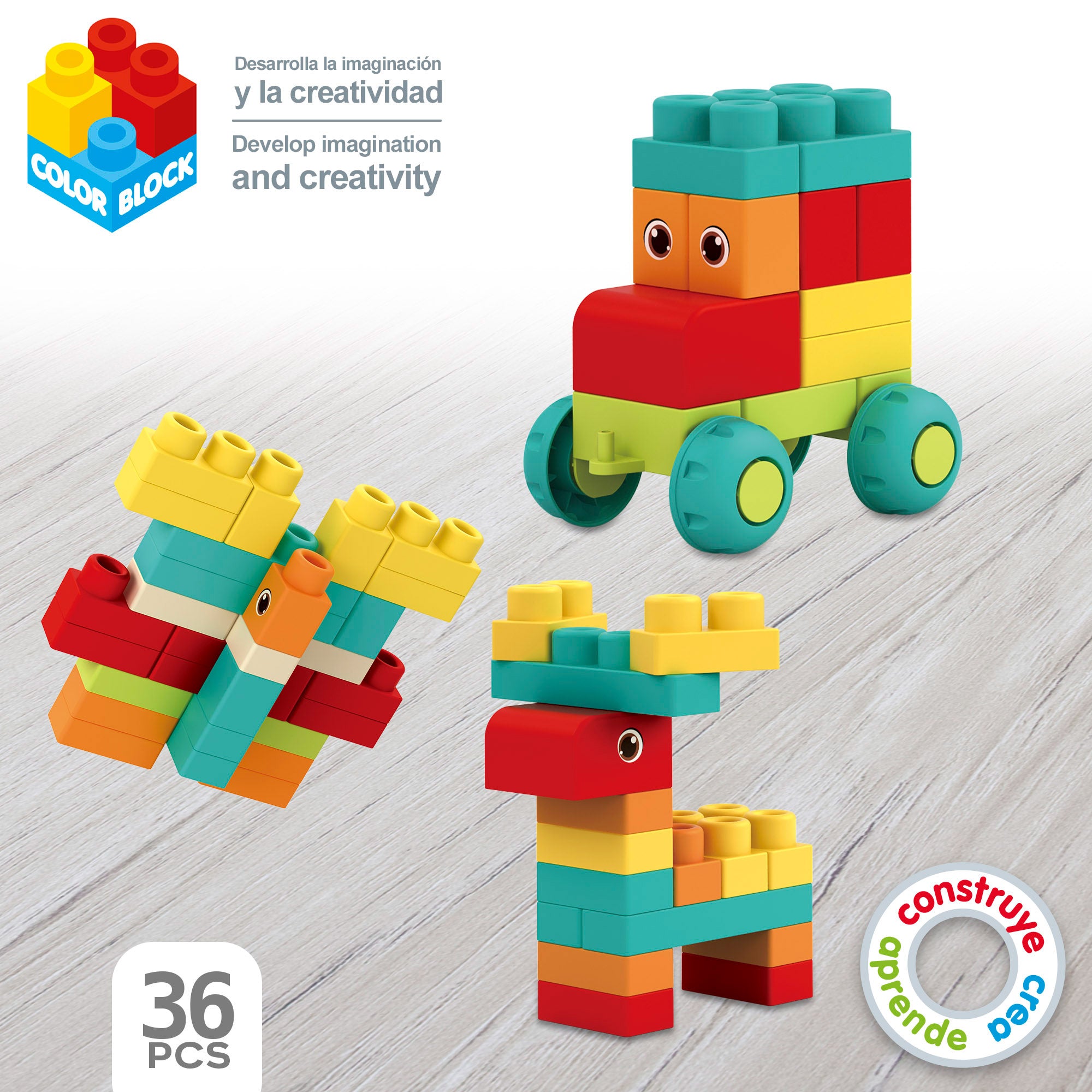 Juego bloques de construcción 36 piezas Flexi Color Block