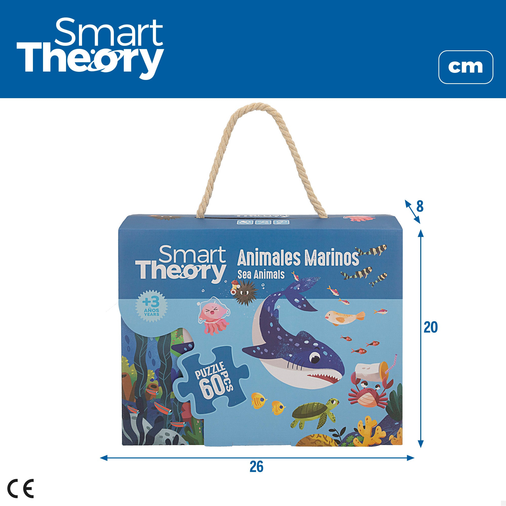 Puzzle Animais Marinhos e Poluição, 60 peças grandes, Smart Theory