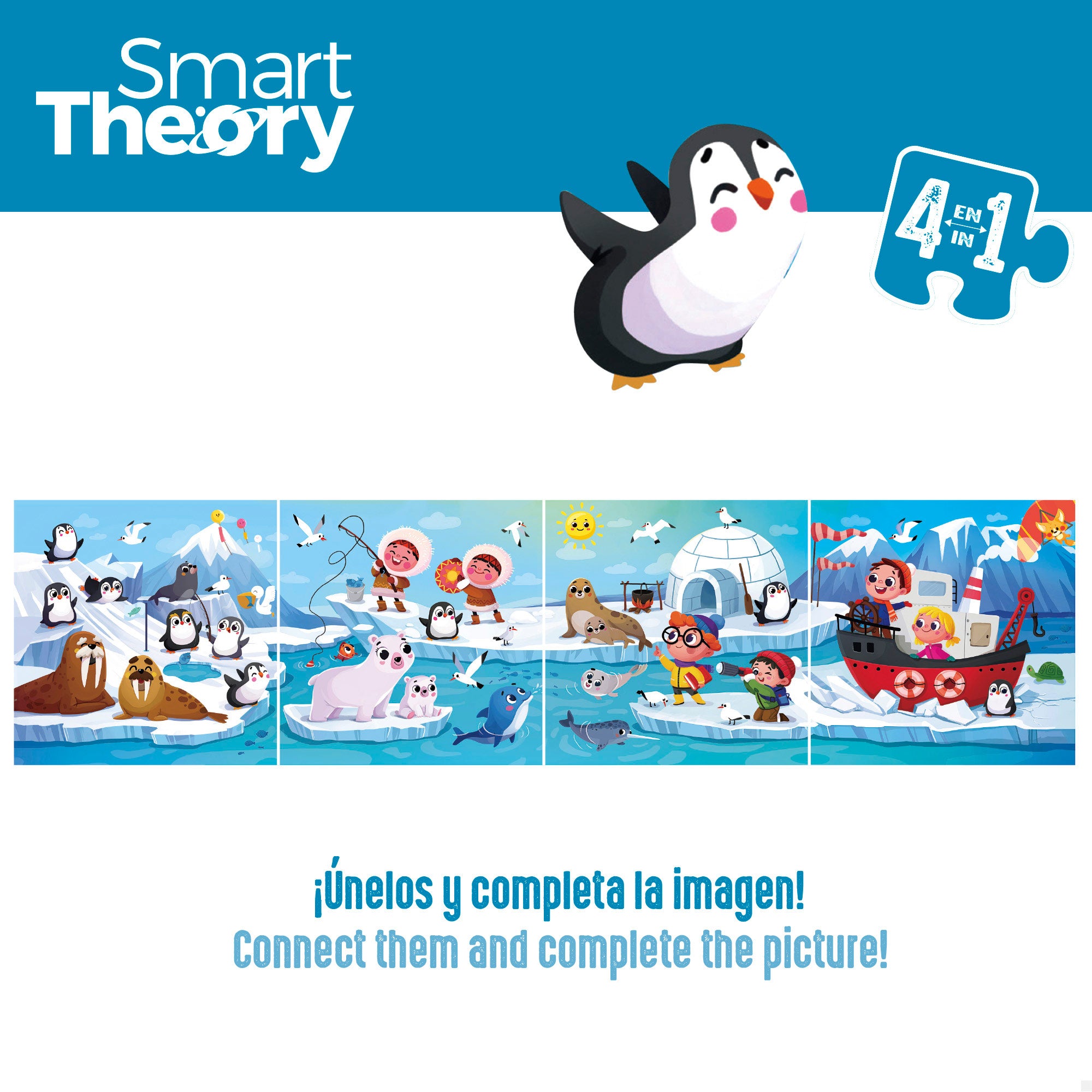 Puzzle panorâmico 4 em 1 do Ártico da Smart Theory com 174 peças grandes.