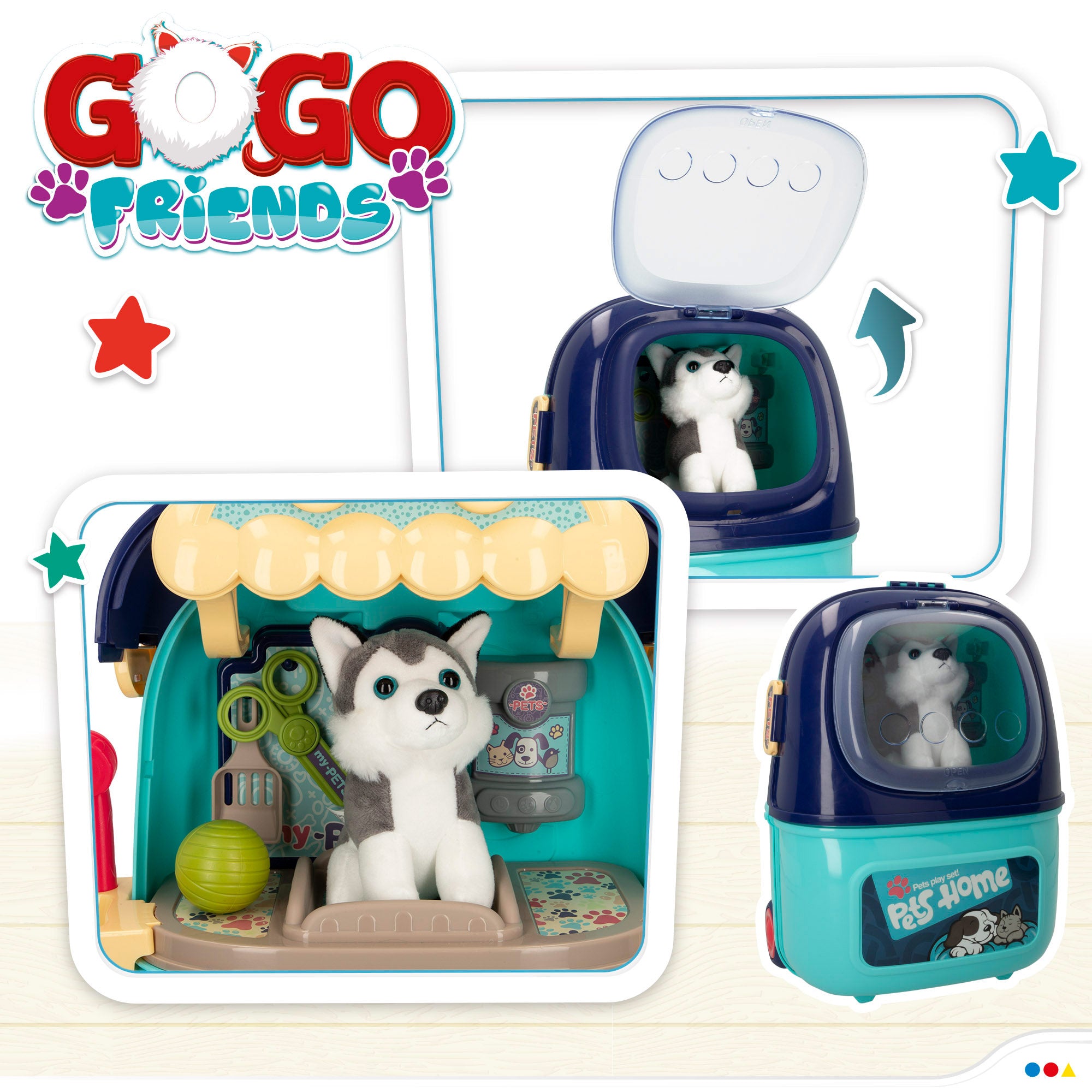 Mala de brinquedos 2 em 1 Go Go Friends para tosquiar cães