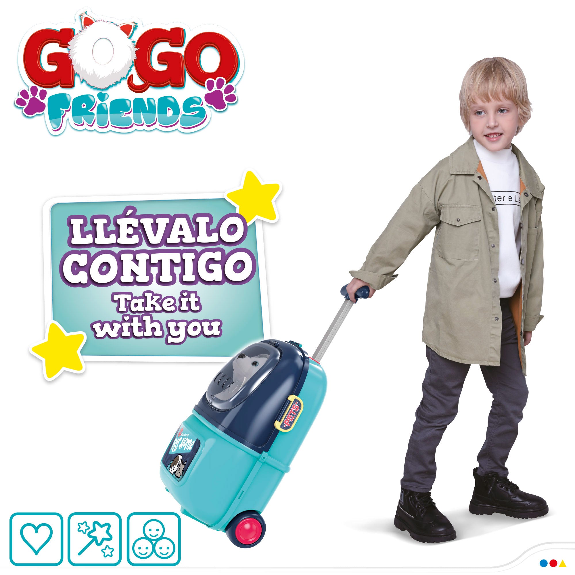 Mala de brinquedos 2 em 1 Go Go Friends para tosquiar cães