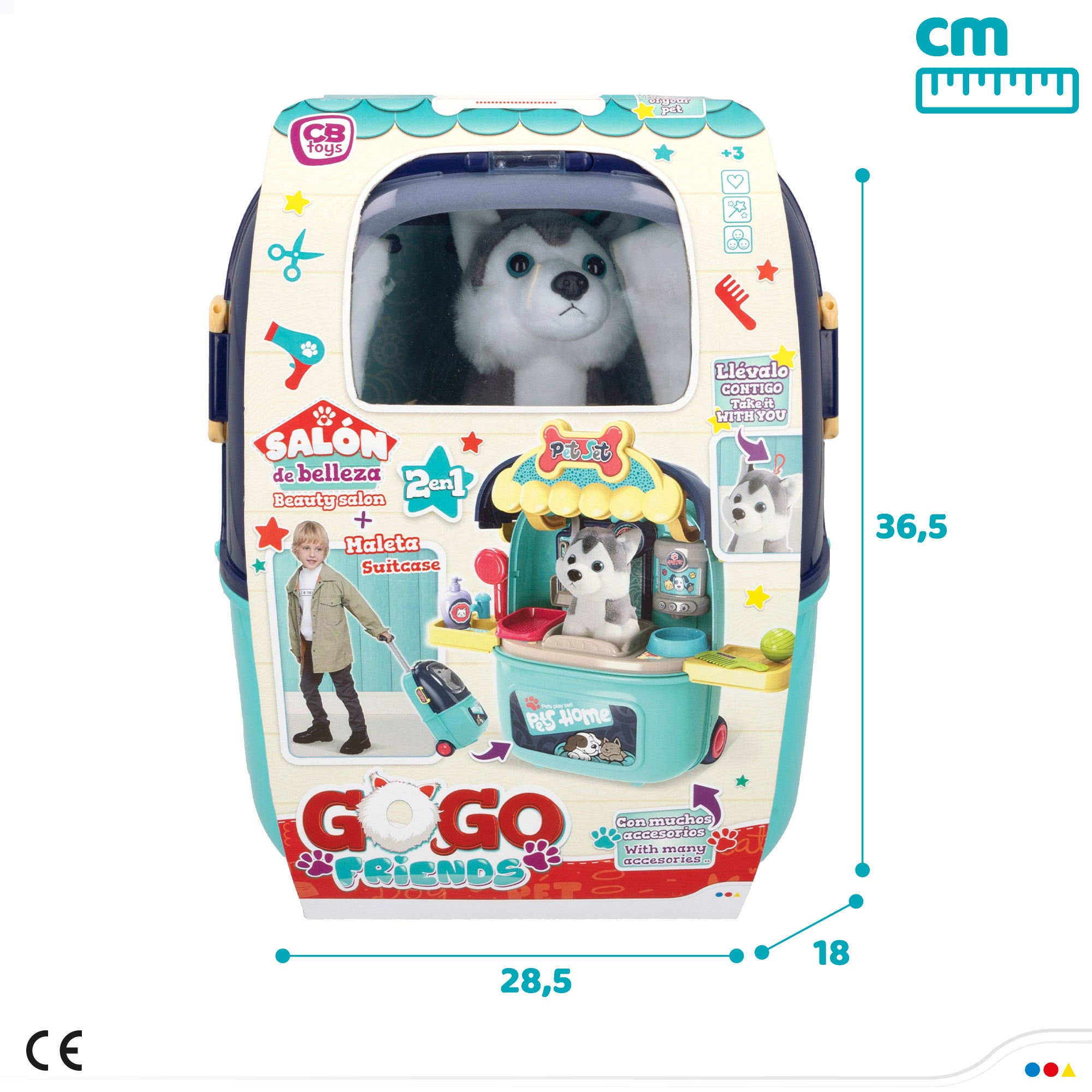 Mala de brinquedos 2 em 1 Go Go Friends para tosquiar cães