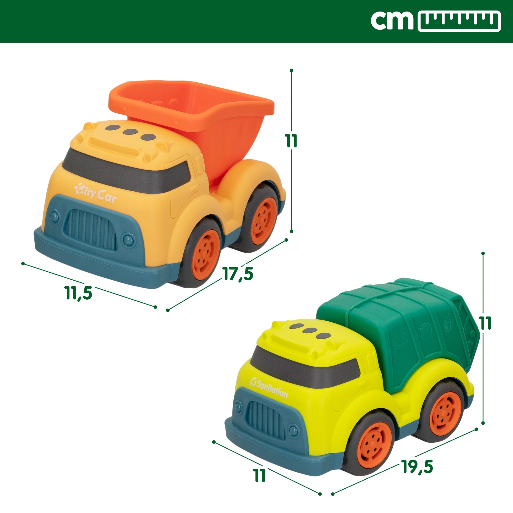 Motor Town Green Set camiones para niños de construcción