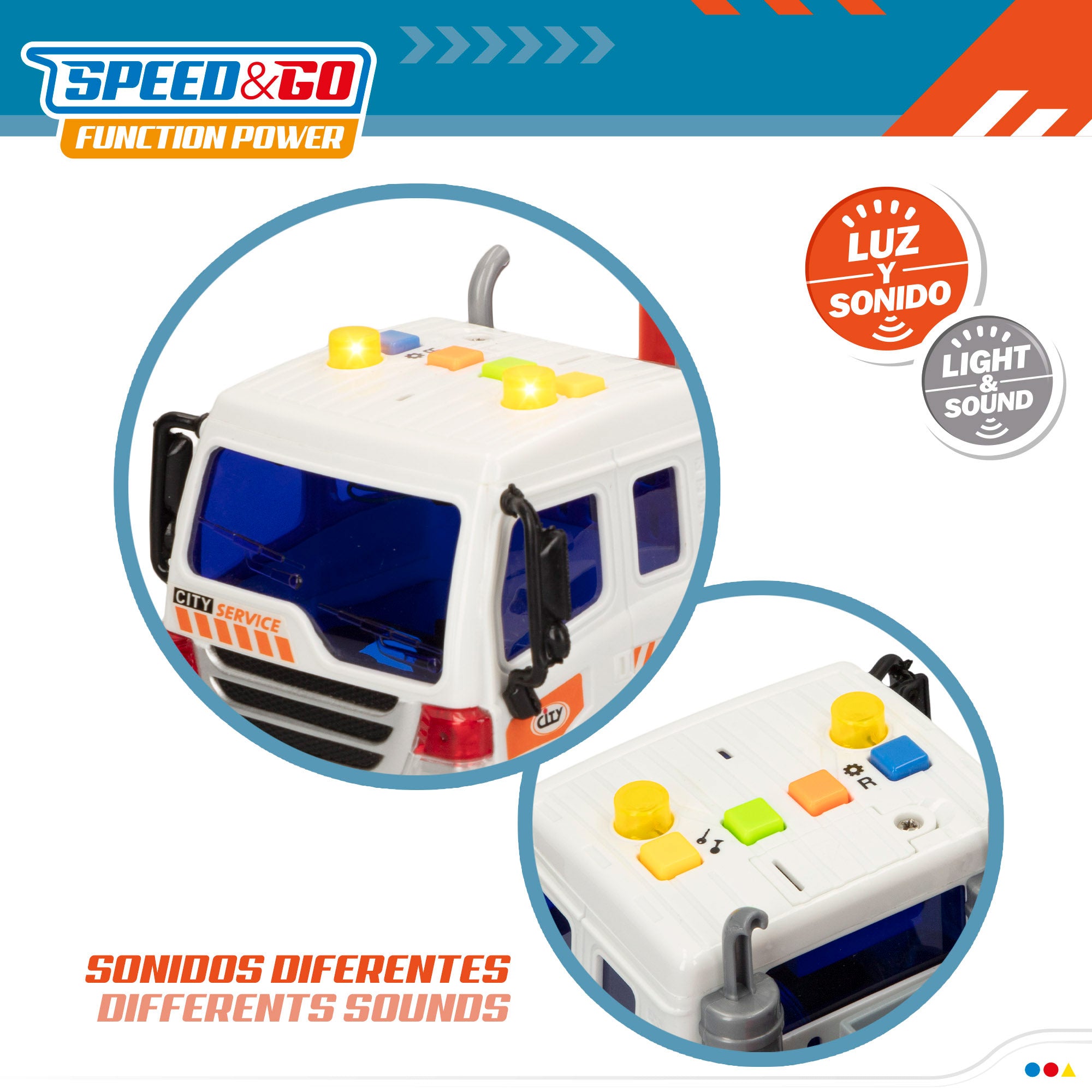 Camión portacoches fricción con luz y sonido Speed & Go