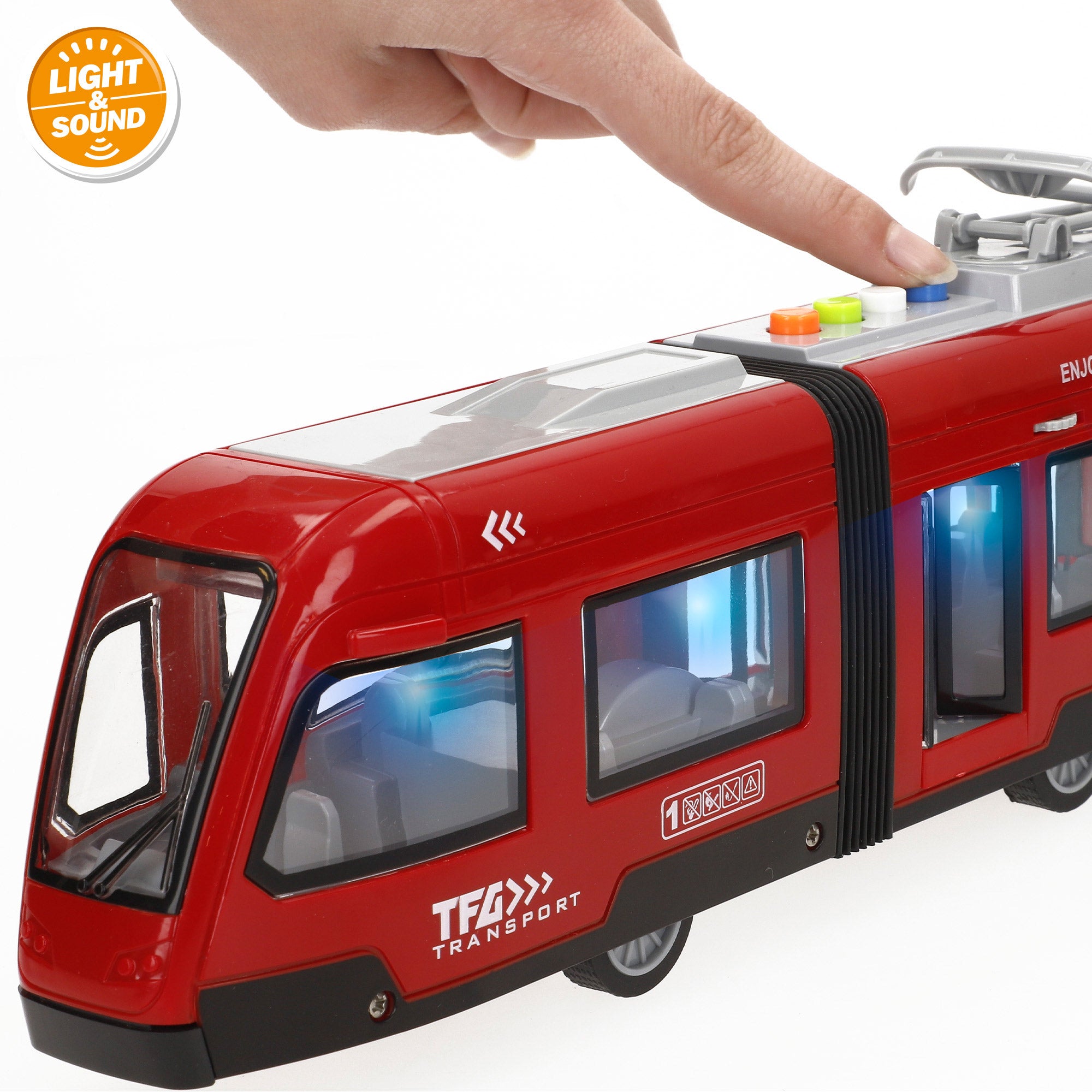 Eléctrico de brinquedo Speed&amp; Go à escala 1:16 com luzes e sons.