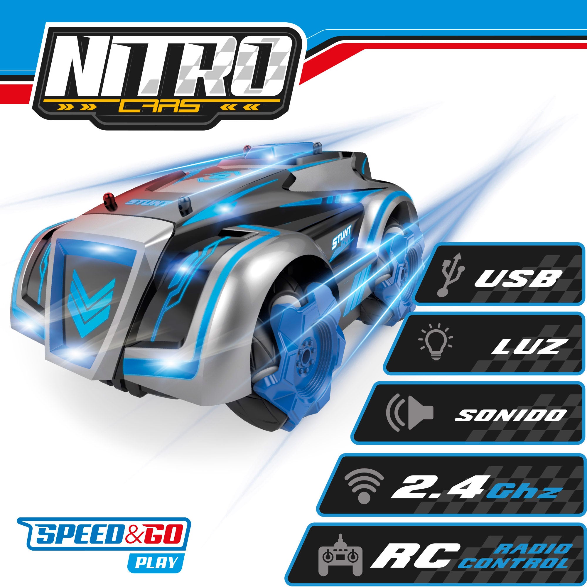 Carro telecomandado Speed ​​​​&amp; Go com luz e som.