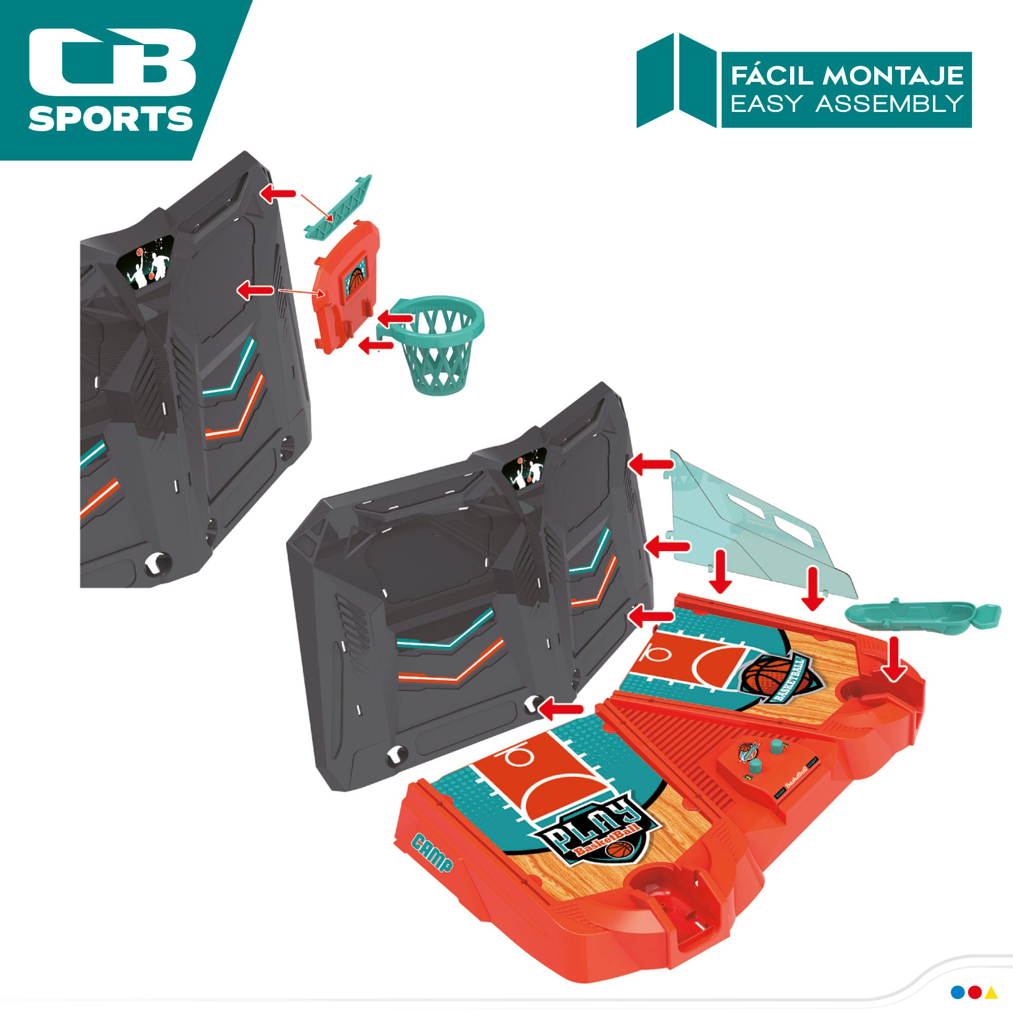 Jogo de Basquetebol de Mesa CB Sports com Campo Duplo, Placar e 6 Bolas