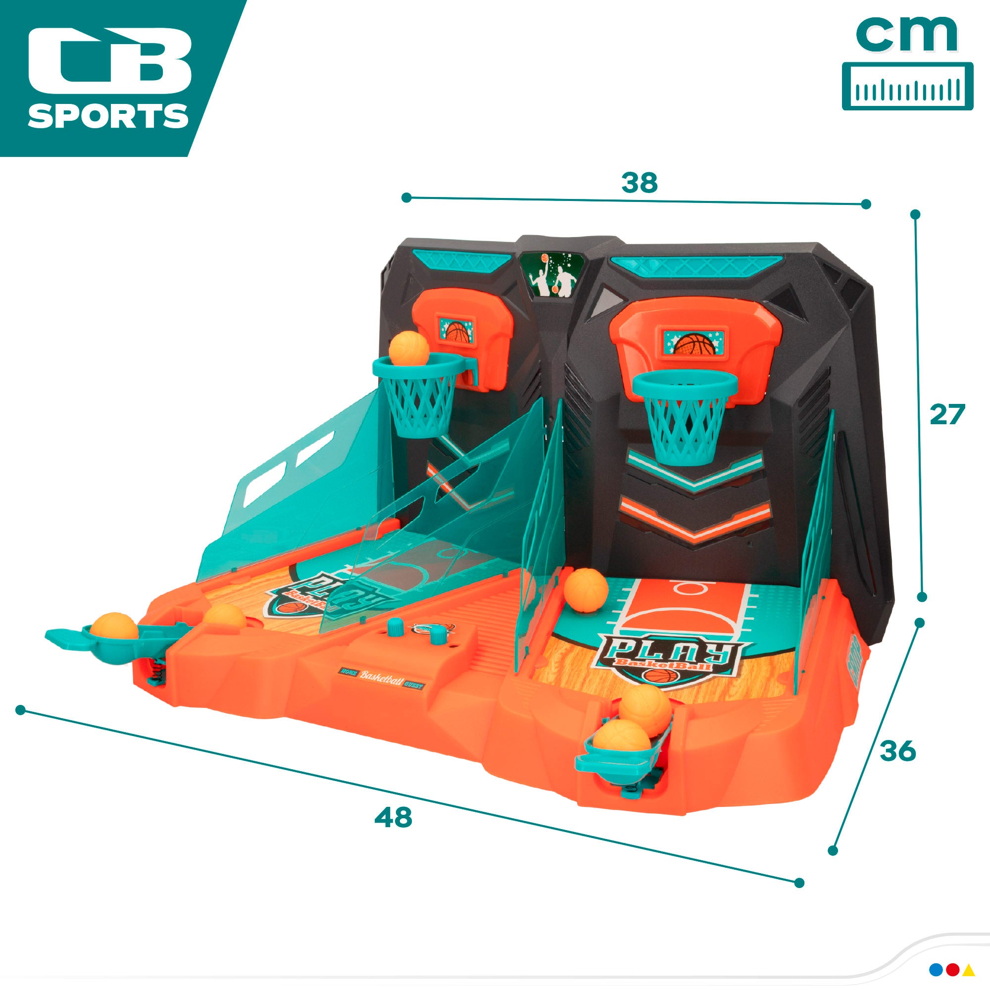 Jogo de Basquetebol de Mesa CB Sports com Campo Duplo, Placar e 6 Bolas