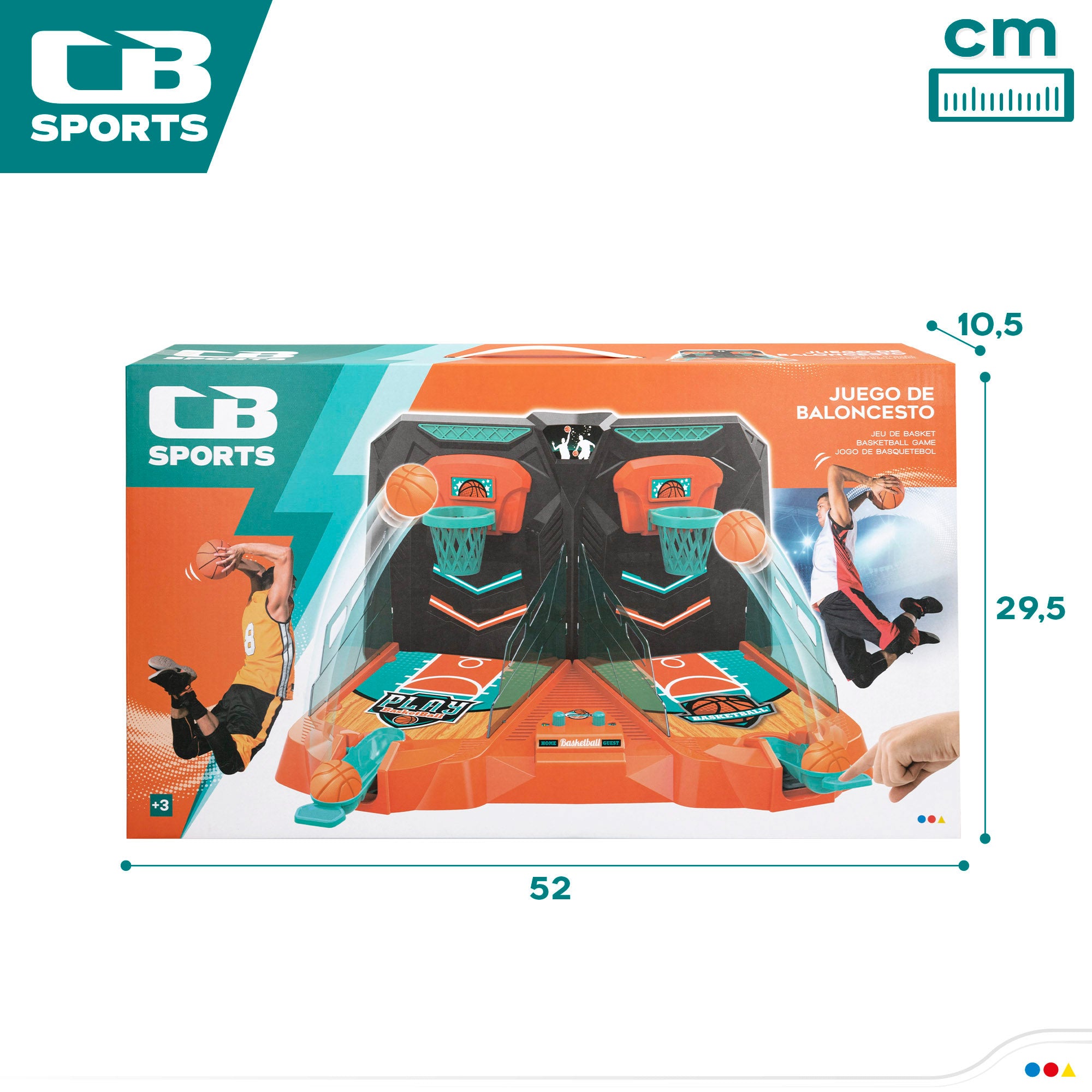 Jogo de Basquetebol de Mesa CB Sports com Campo Duplo, Placar e 6 Bolas