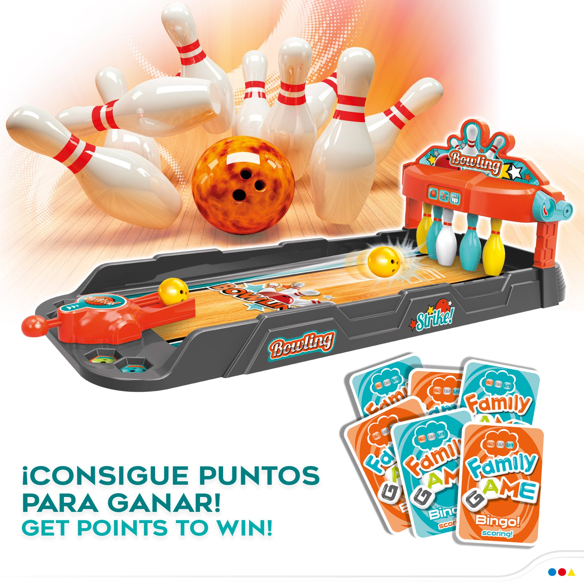 Pista de bolos de juguete con lanzador y 3 bolas CB Sports