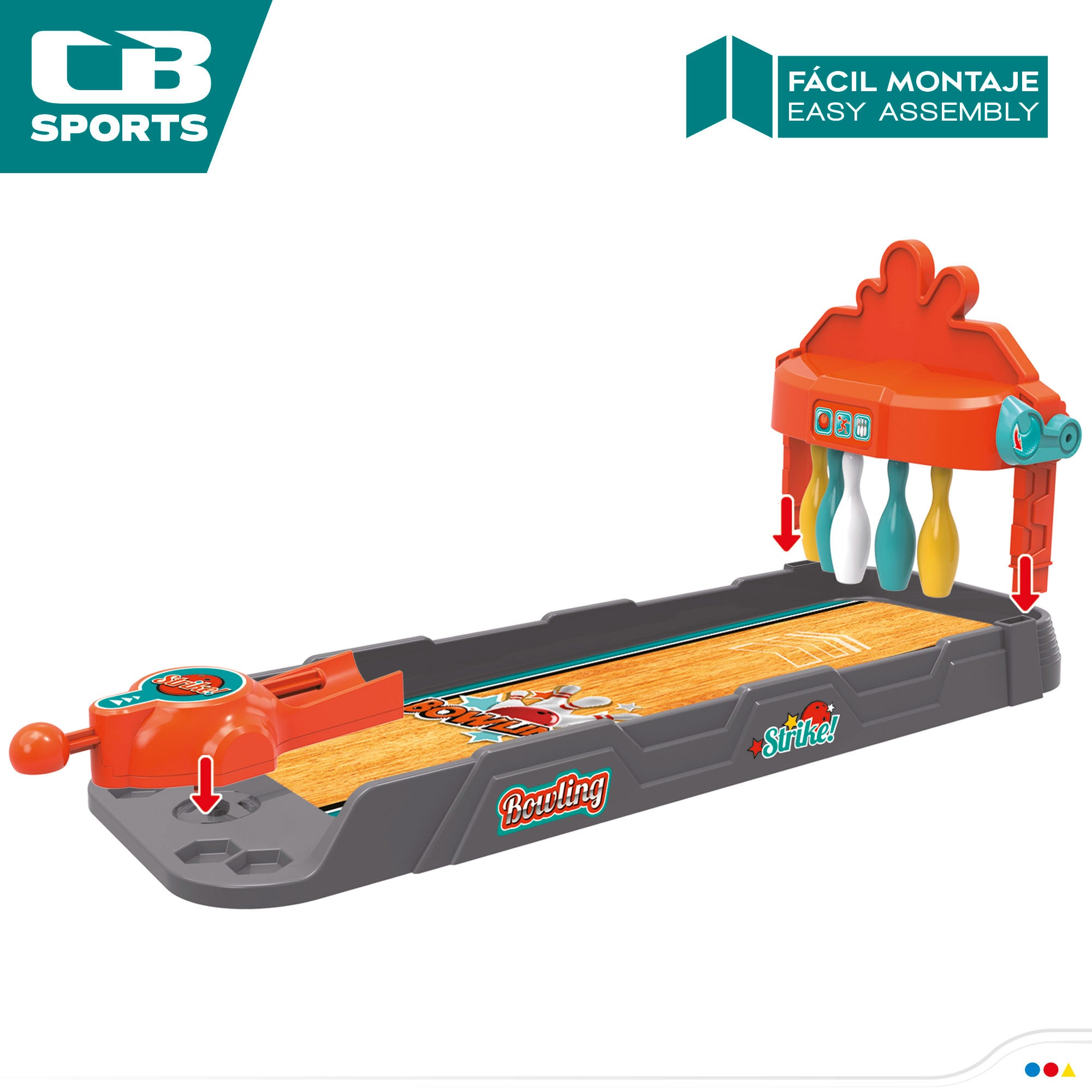 Pista de bolos de juguete con lanzador y 3 bolas CB Sports