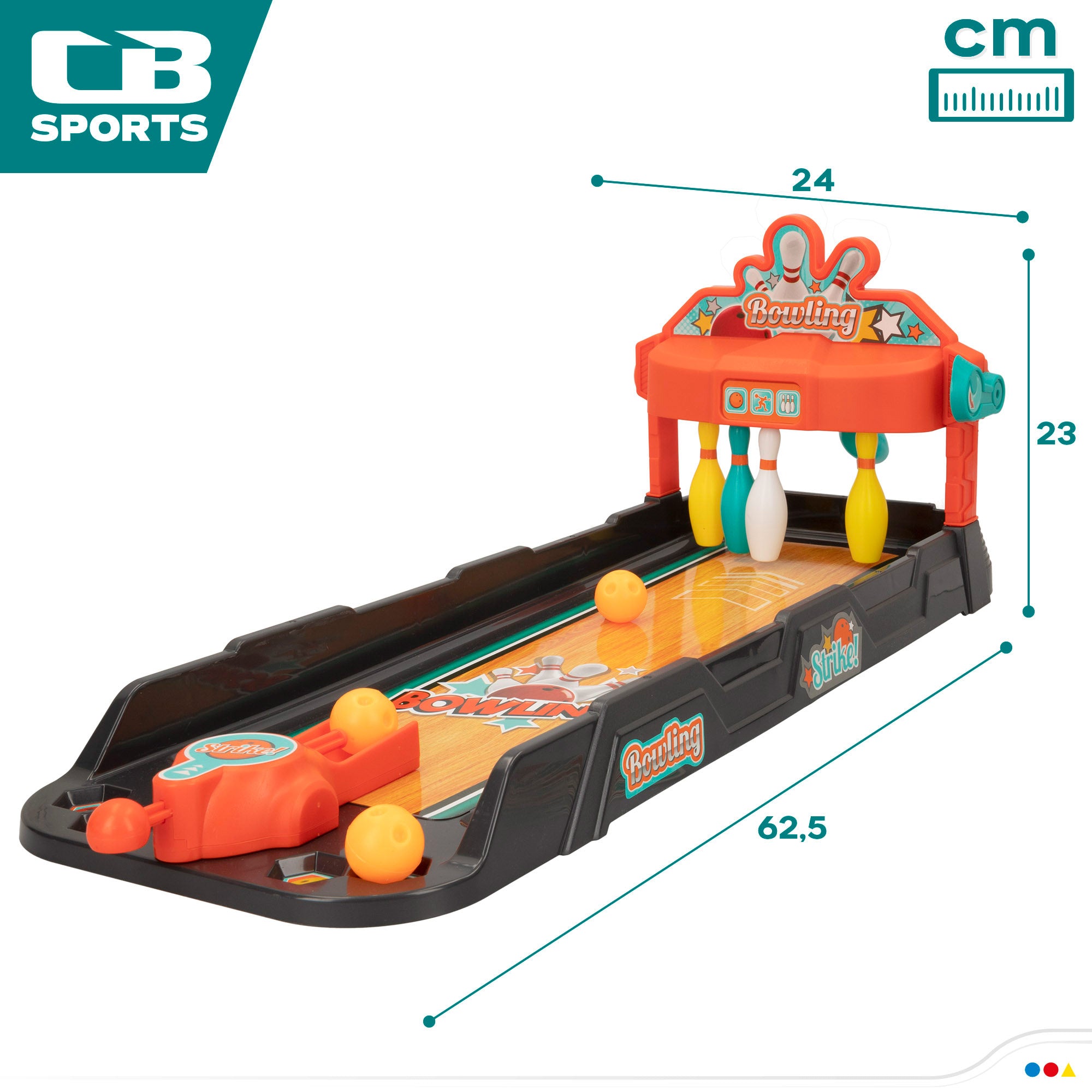 Pista de bolos de juguete con lanzador y 3 bolas CB Sports