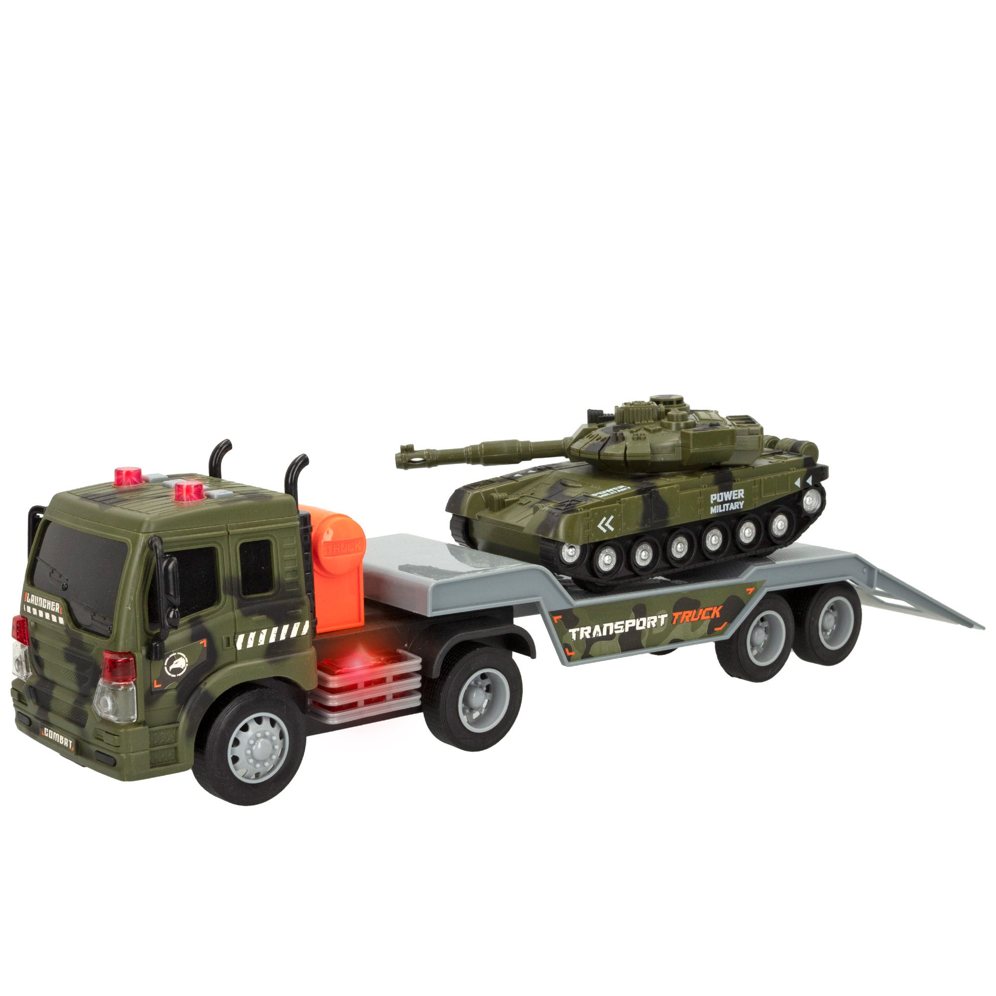 Camión de juguete portacoches militares con luz y sonido Speed & Go