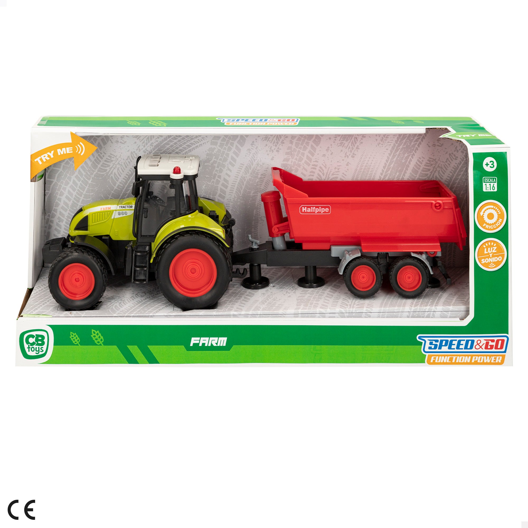 Trator de fricção com reboque, luz e som Speed&amp; Go