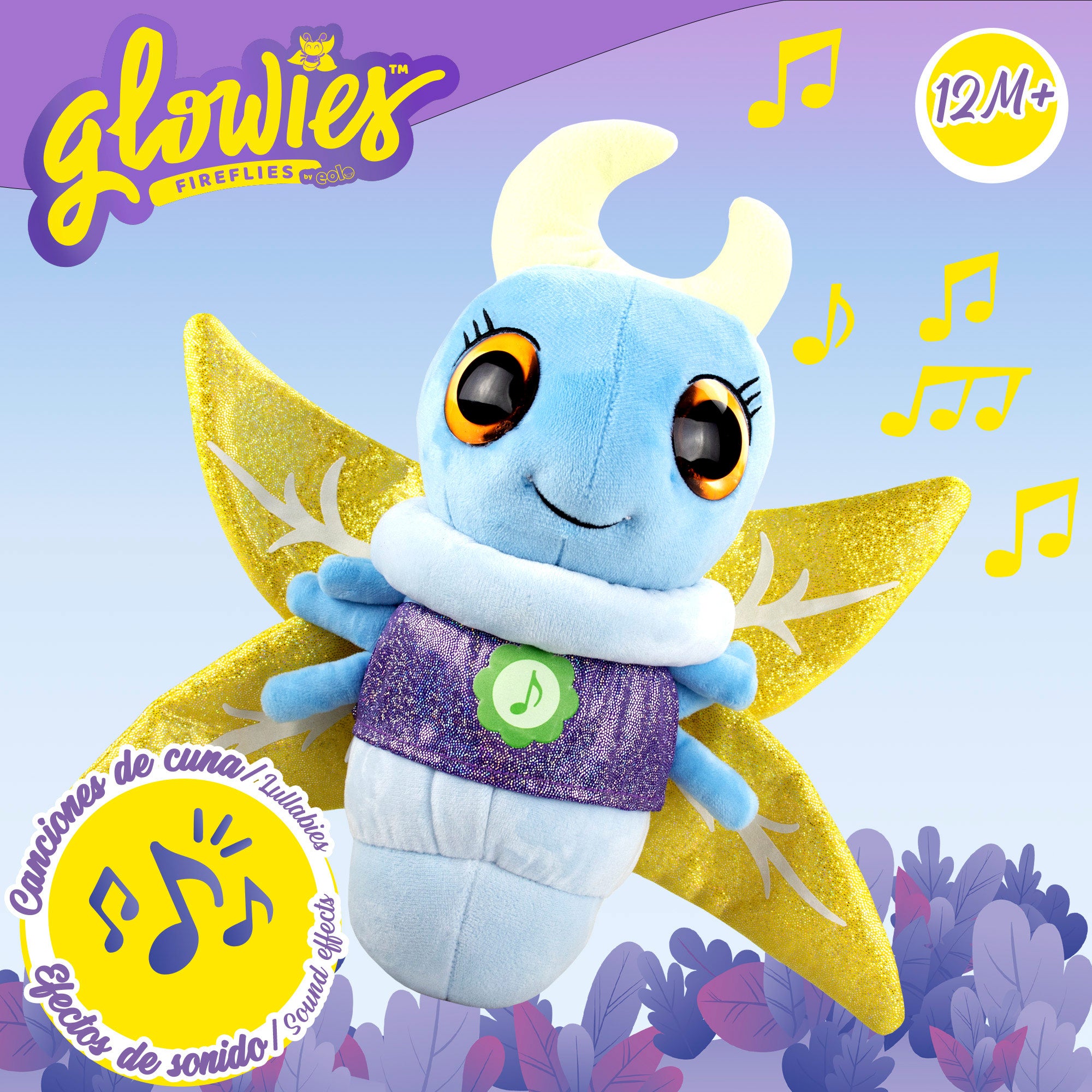 Glowies Peluche con luz y sonido para dormir color azul