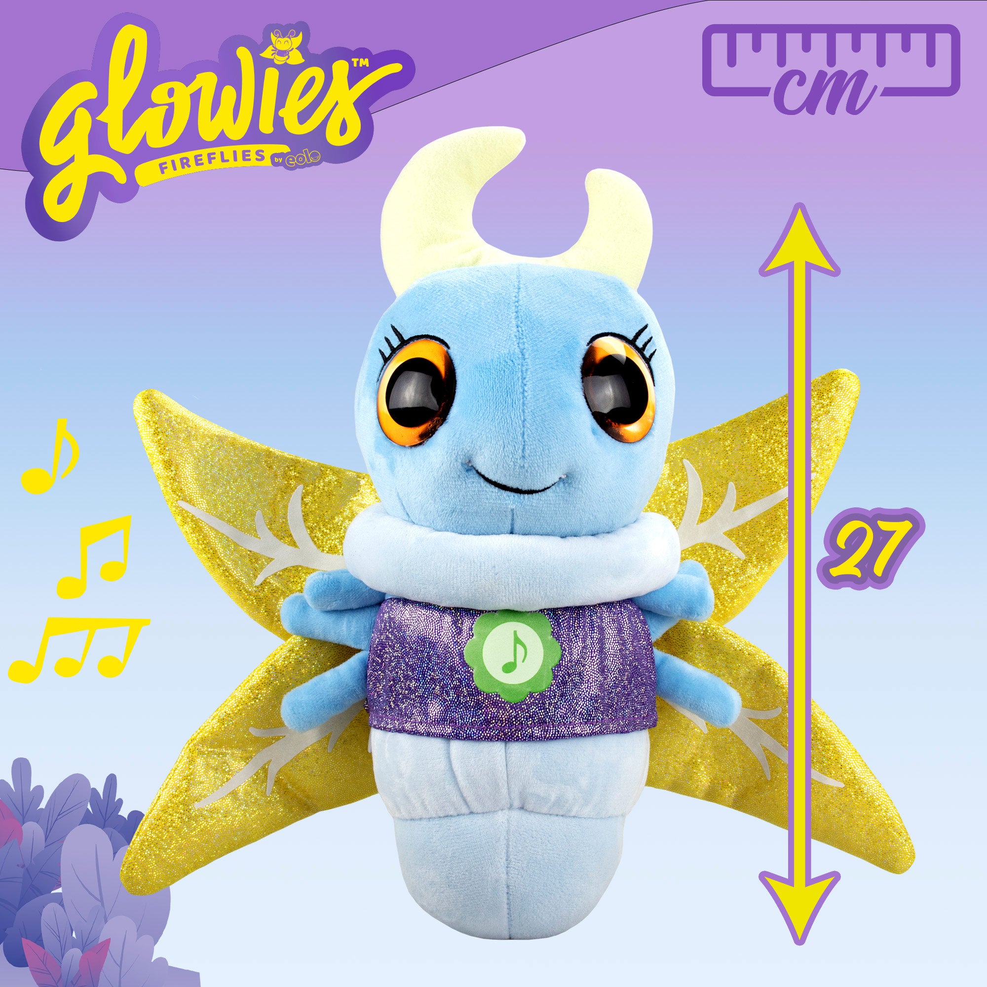 Glowies Peluche con luz y sonido para dormir color azul