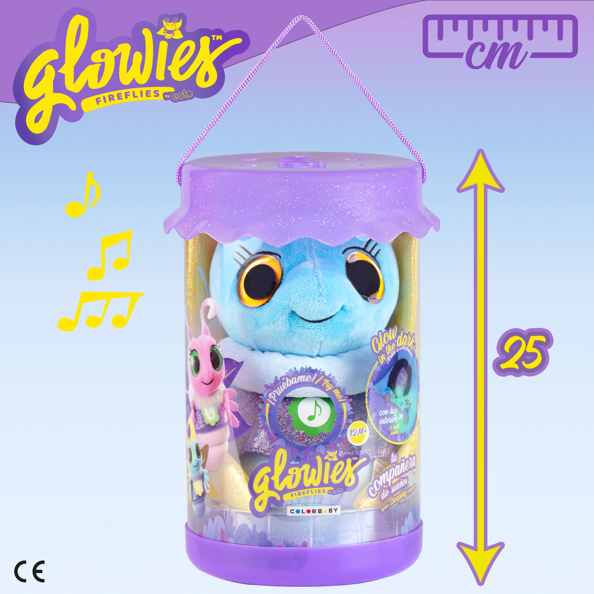 Glowies Peluche con luz y sonido para dormir color azul