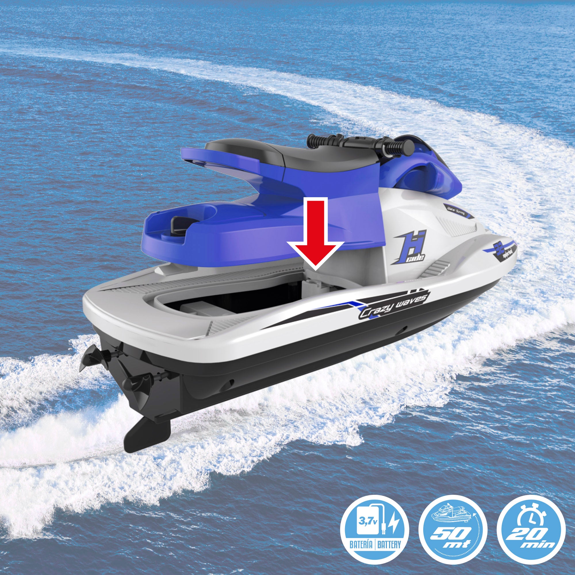 Barco de corrida jet ski controlado por rádio à escala 1:47