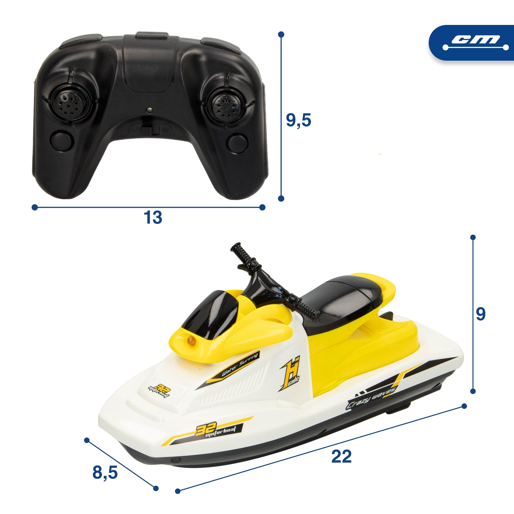 Barco de corrida jet ski controlado por rádio à escala 1:47