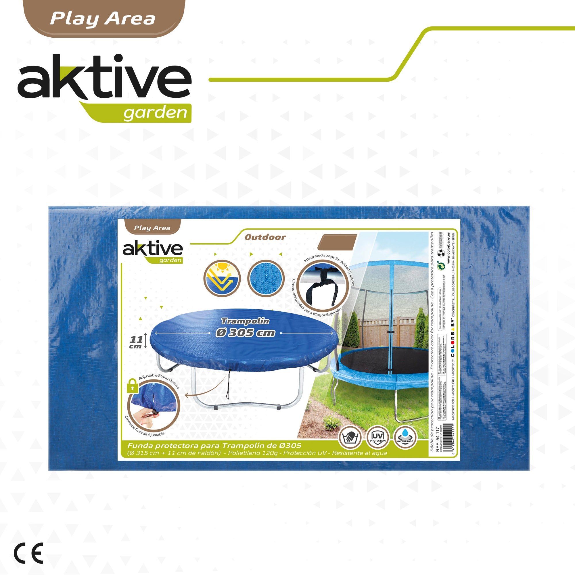 Protector cama elástica Ø305 cm waterproof con protección UV Aktive