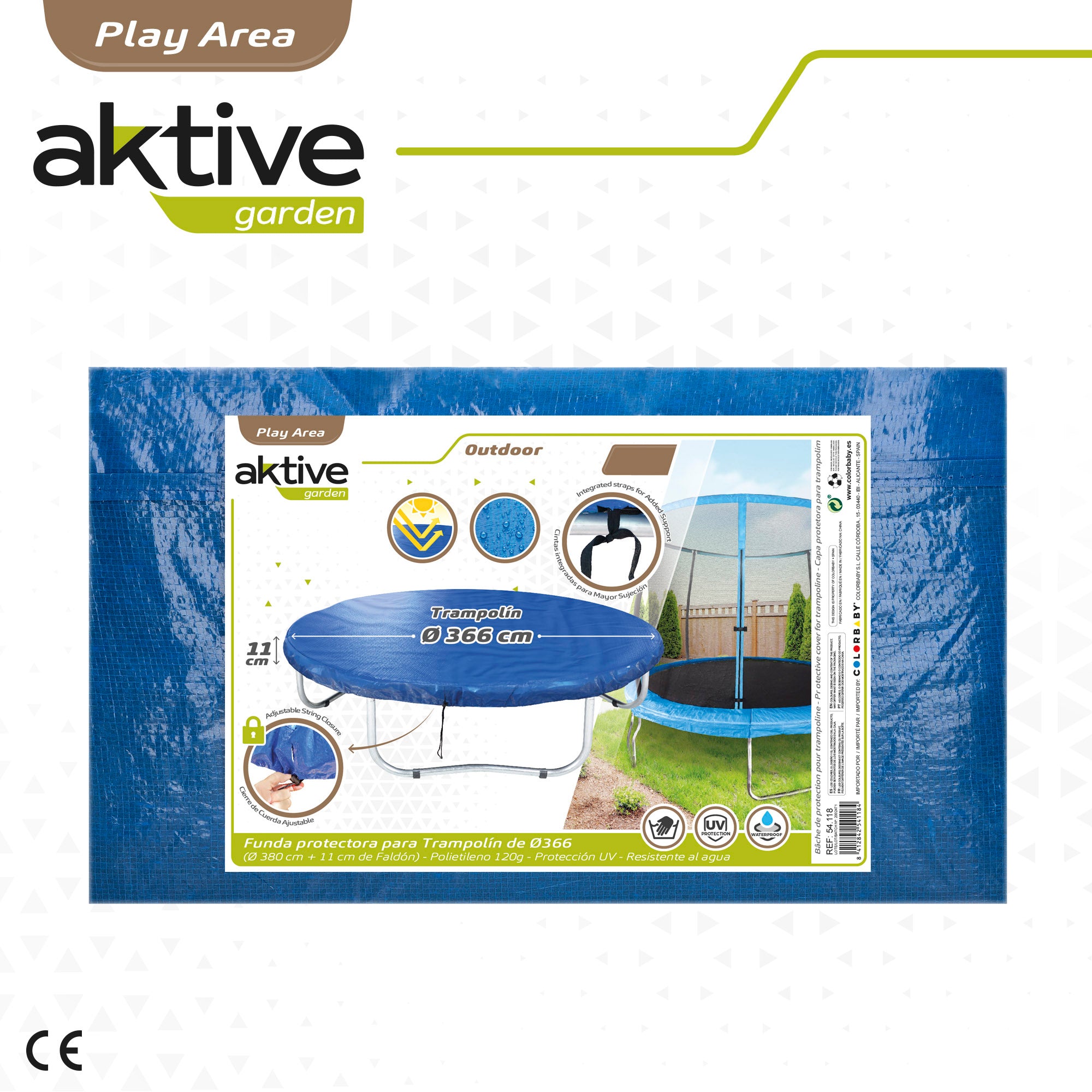 Protector cama elástica Ø366 cm waterproof con protección UV Aktive