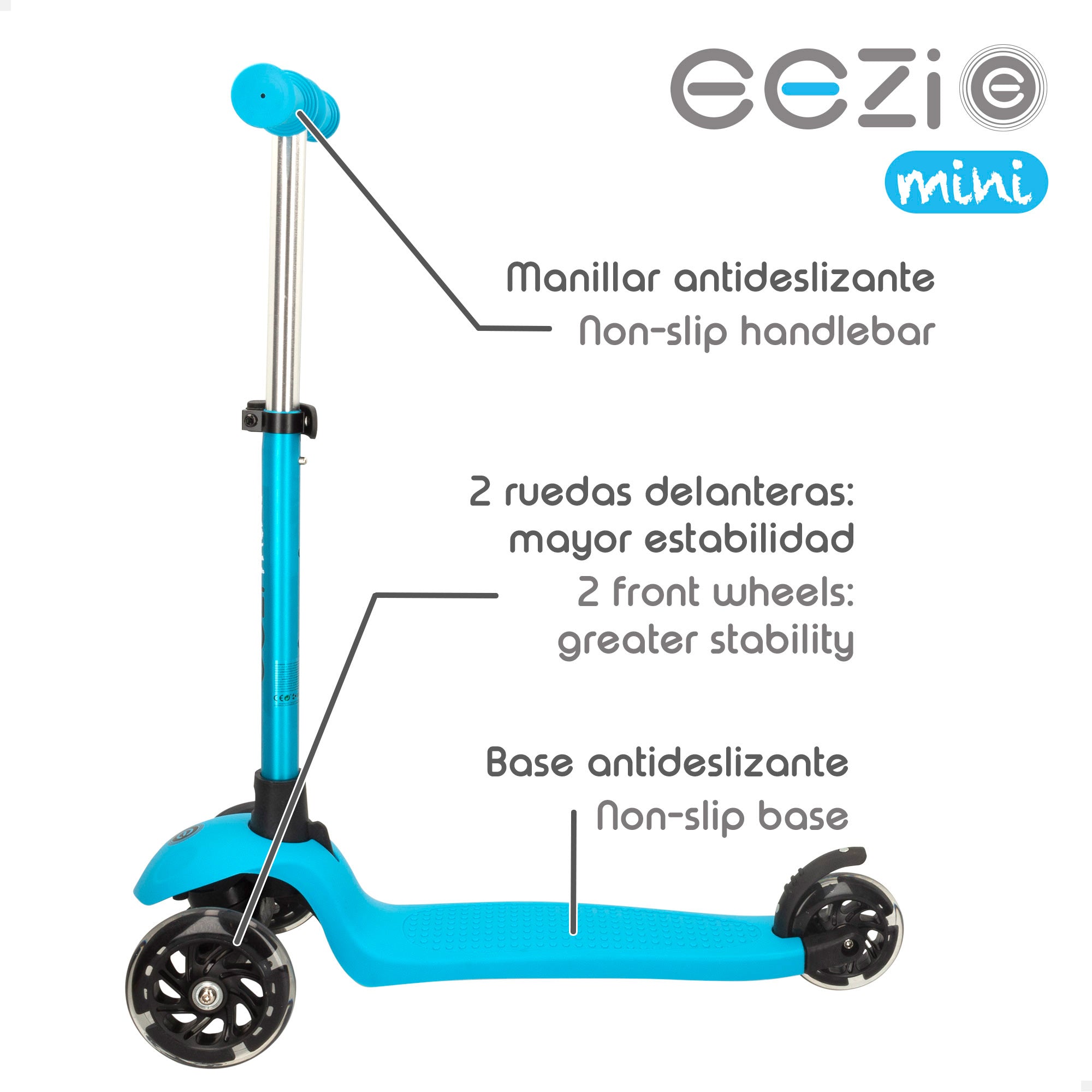 Patinete 3 ruedas azul con manillar desmontable EEZI
