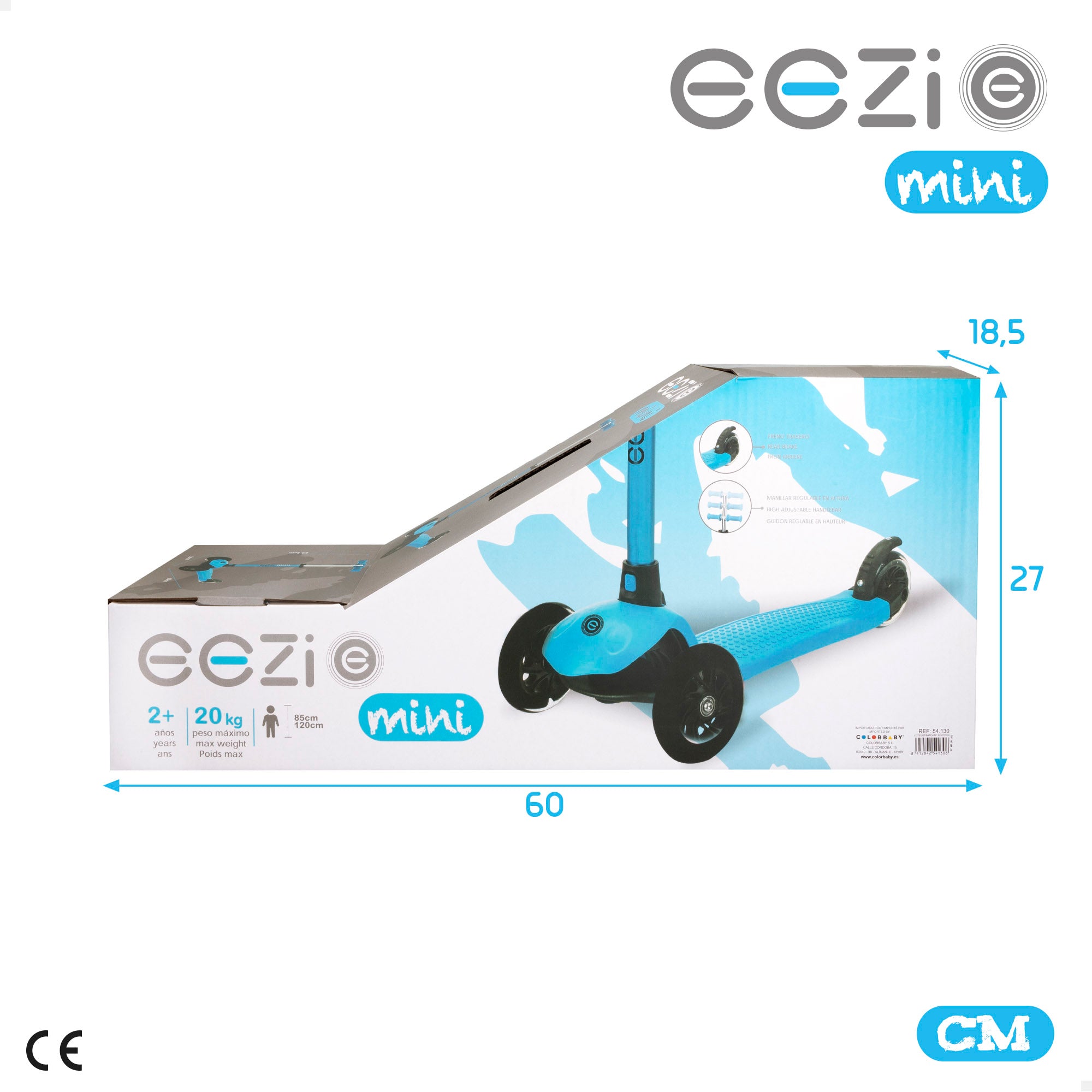 Patinete 3 ruedas azul con manillar desmontable EEZI