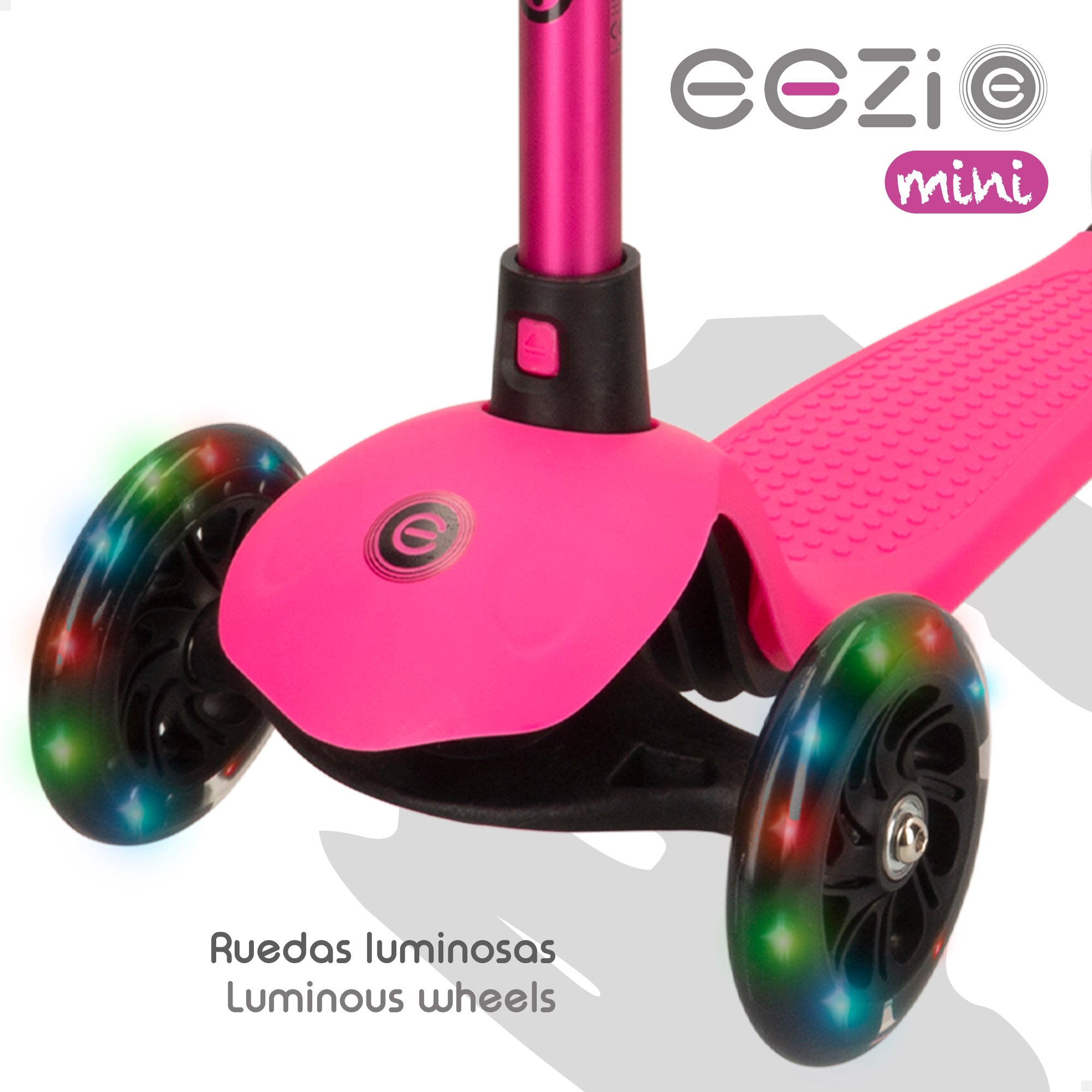 Patinete 3 ruedas fucsia con luces y manillar desmontable EEZI