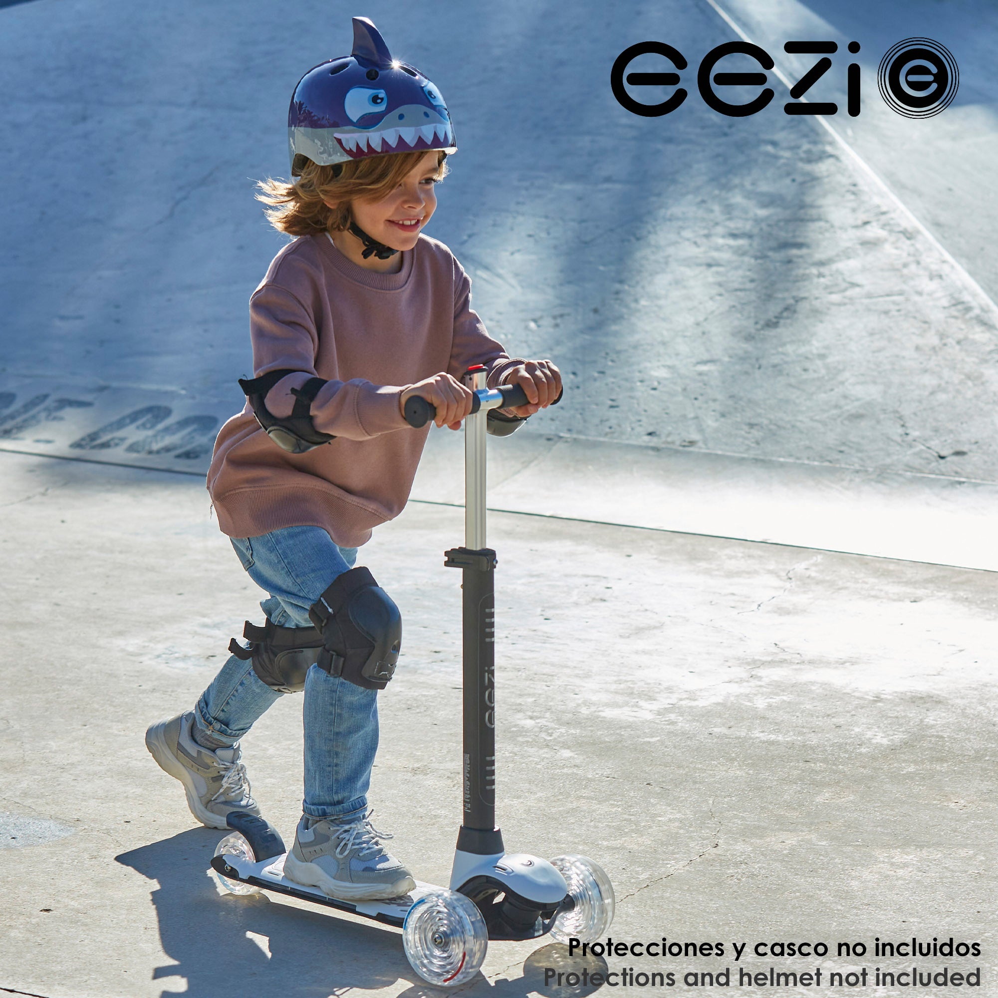 Patinete 3 ruedas blanco con luces multicolor personalizables EEZI