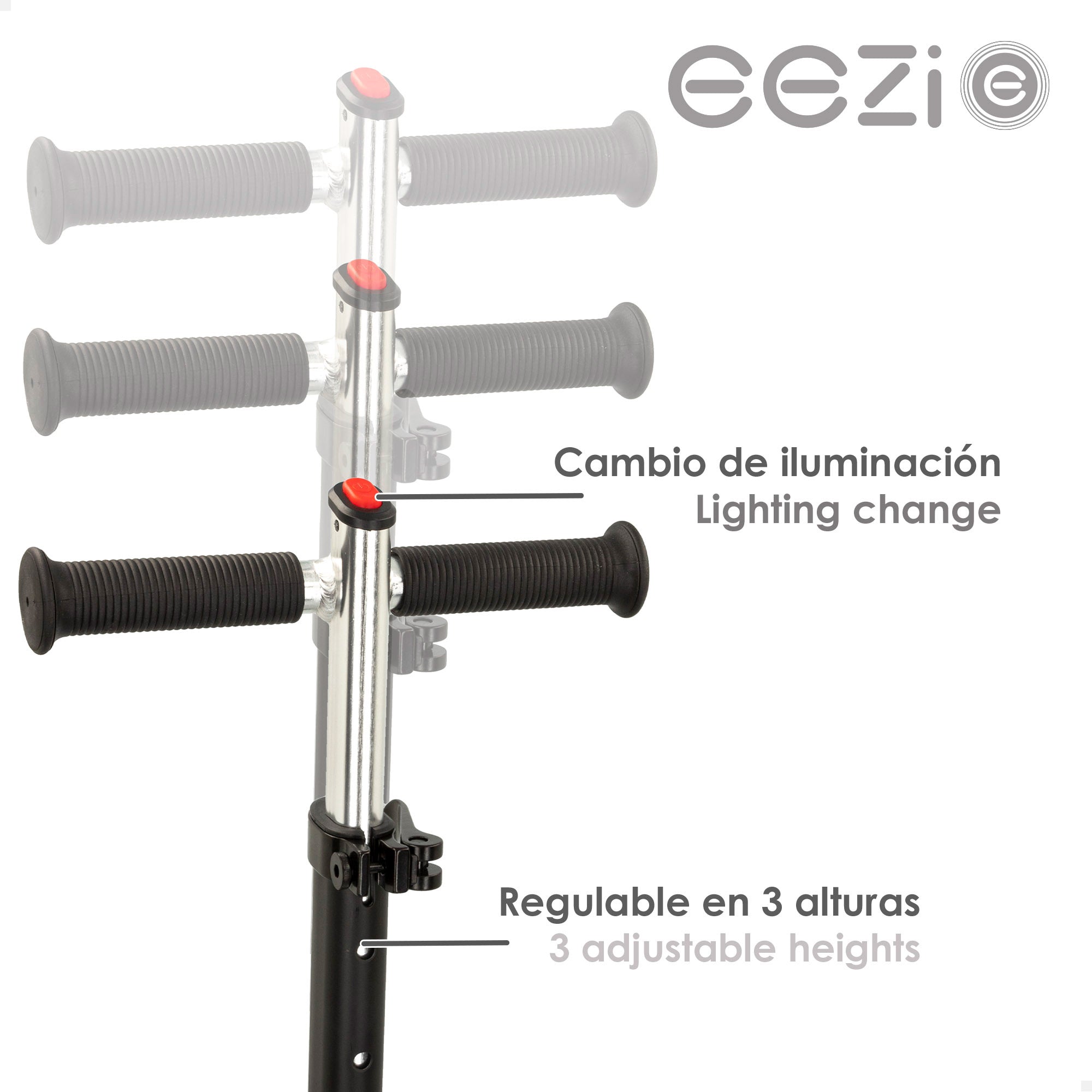 Patinete 3 ruedas blanco con luces multicolor personalizables EEZI