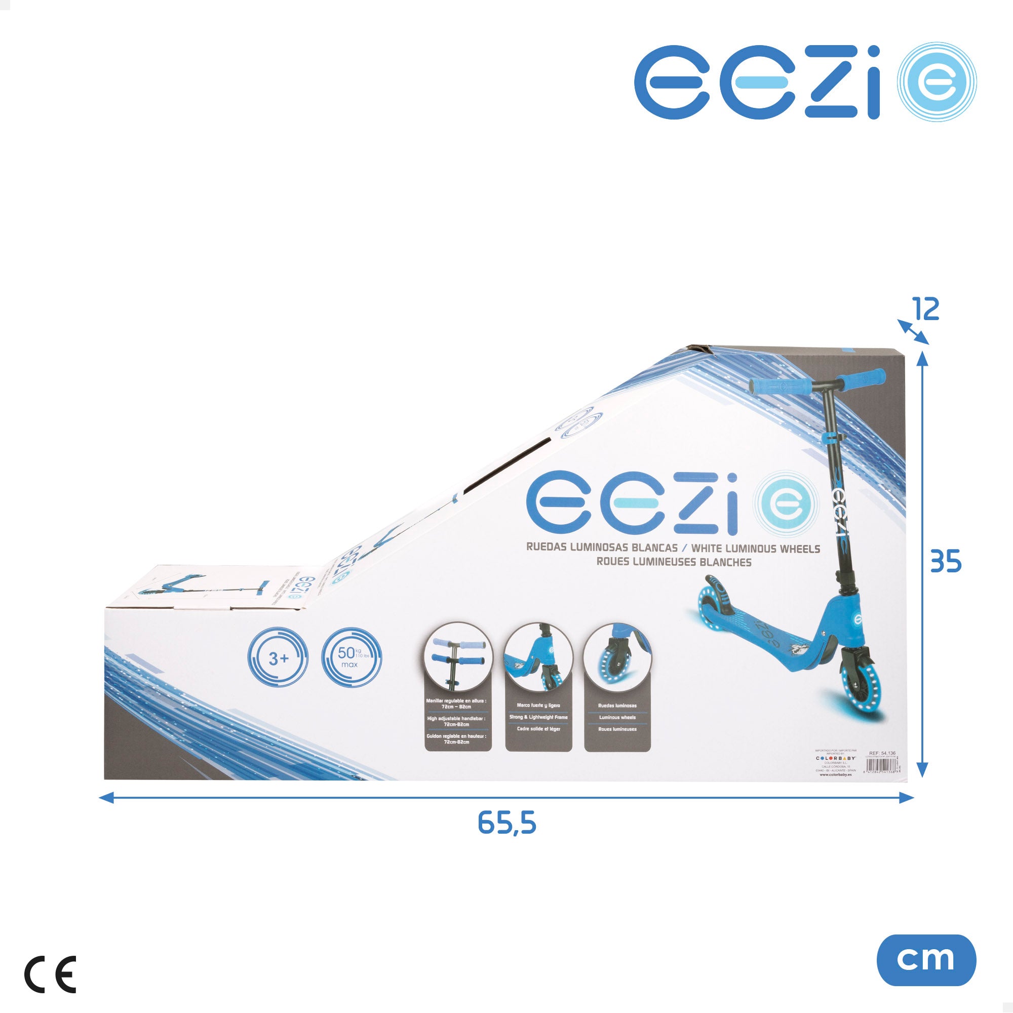 Patinete 2 ruedas con luces azul EEZI