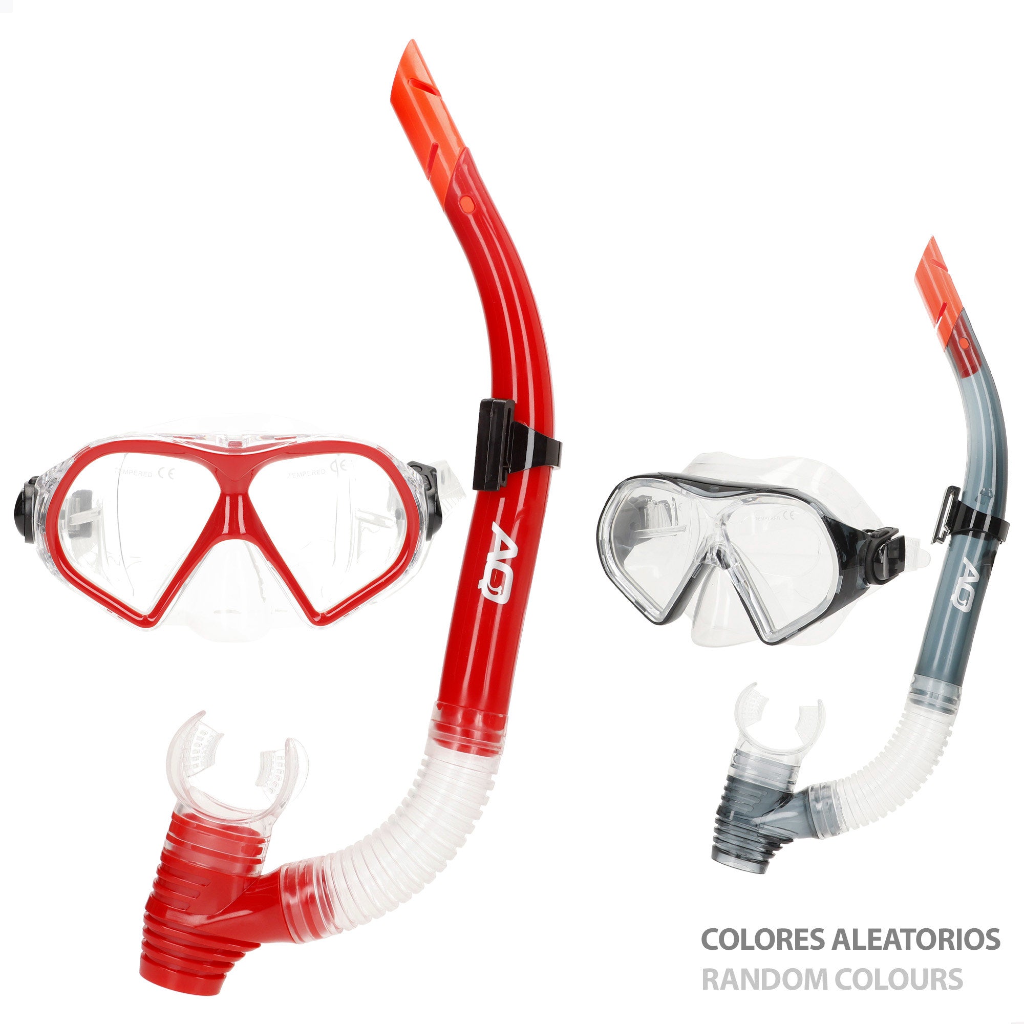Aqua Sport Set gafas de buceo visión 150º y tubo adulto gris/blanco