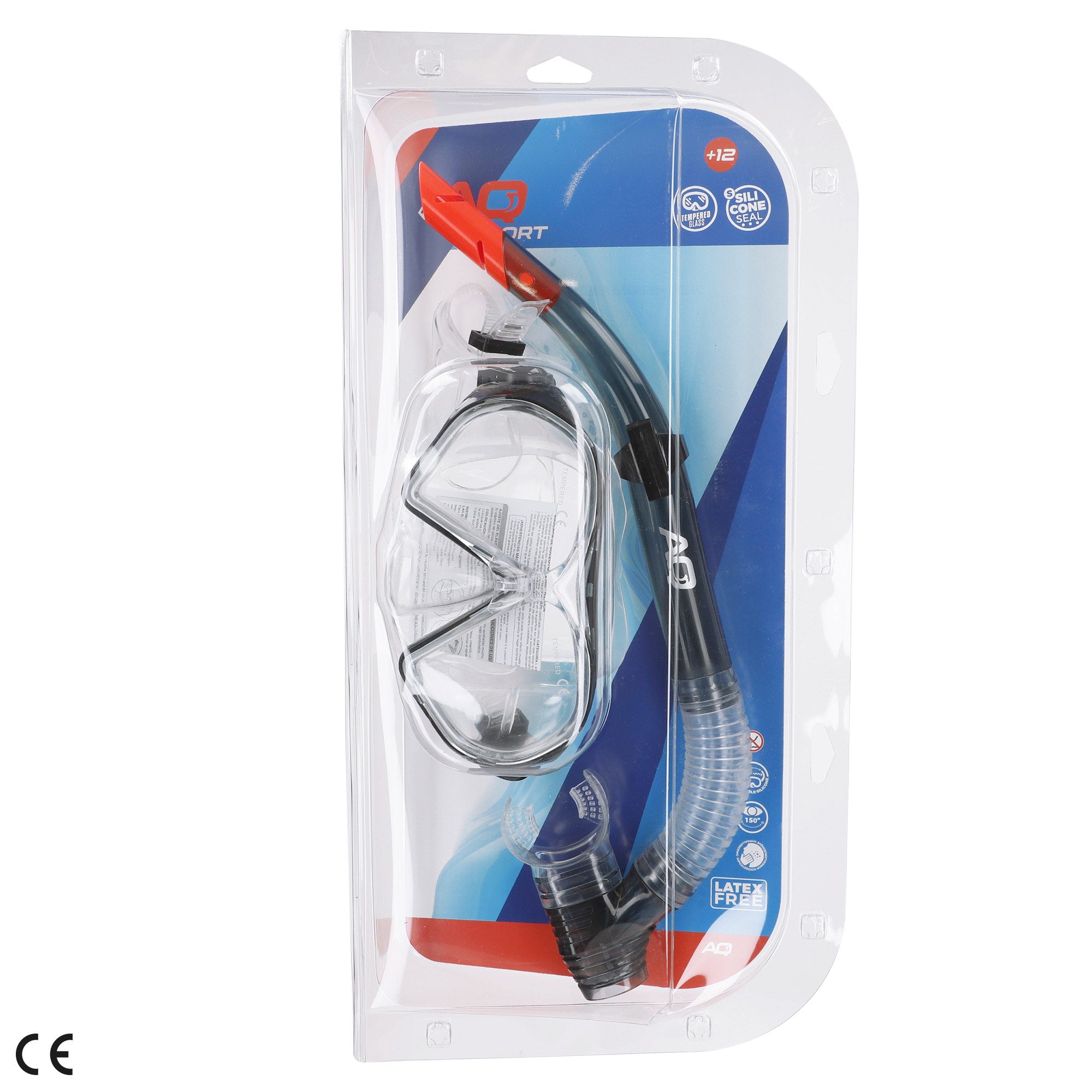 Aqua Sport Set gafas de buceo visión 150º y tubo adulto gris/blanco