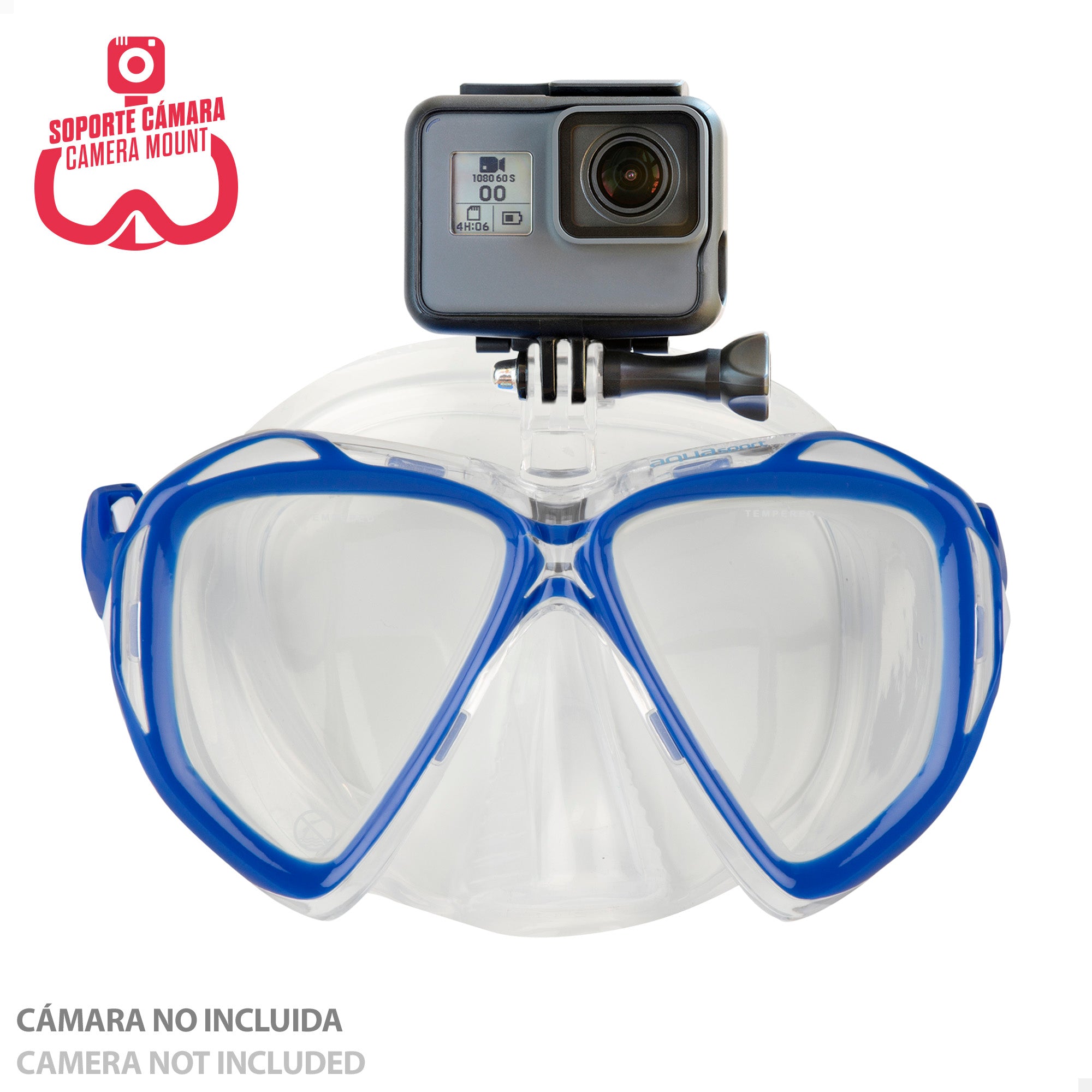 Aqua Sport Set gafas de buceo y tubo adulto con soporte cámara