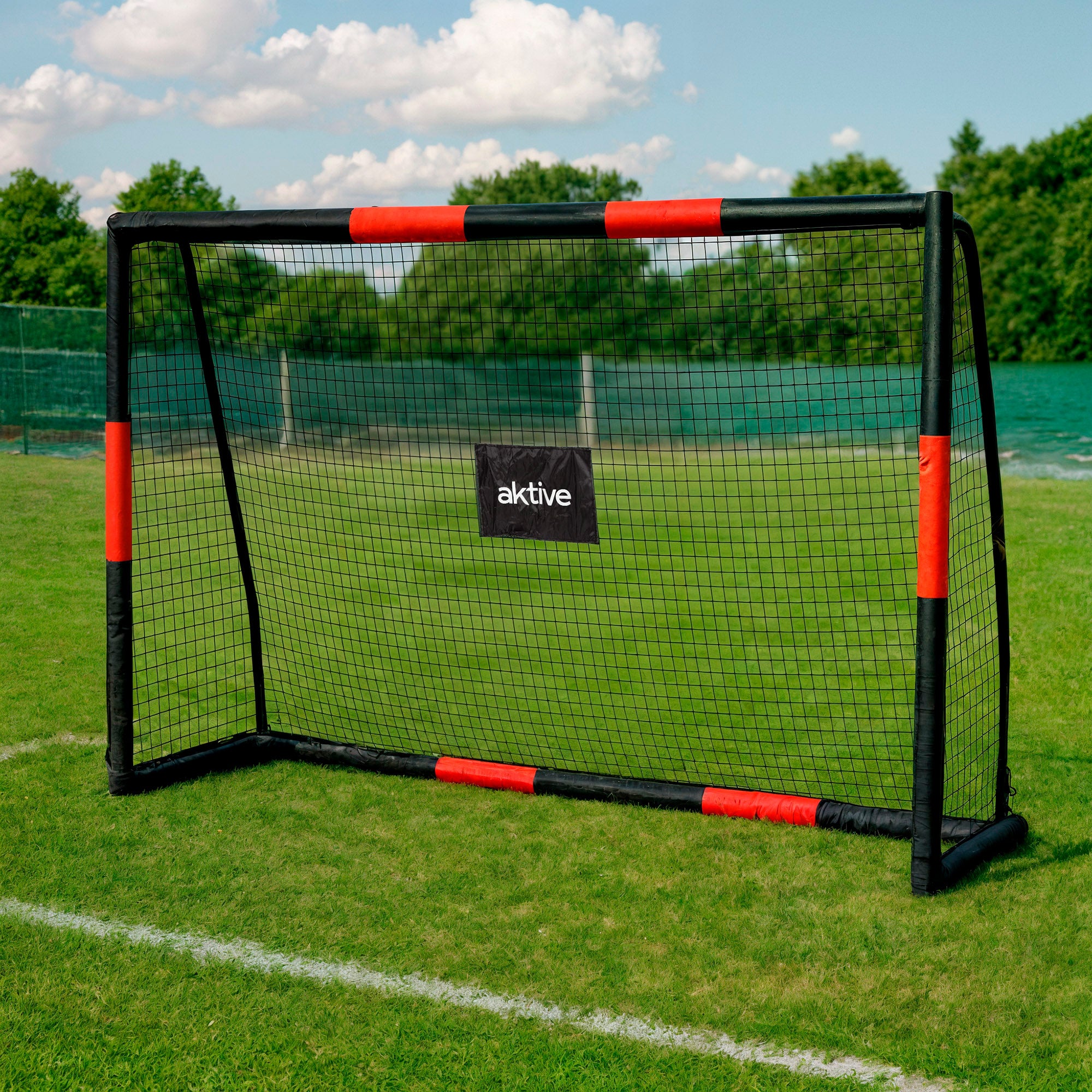 Aktive Portería de fútbol 2 m estructura con protección, red y 5 piquetas