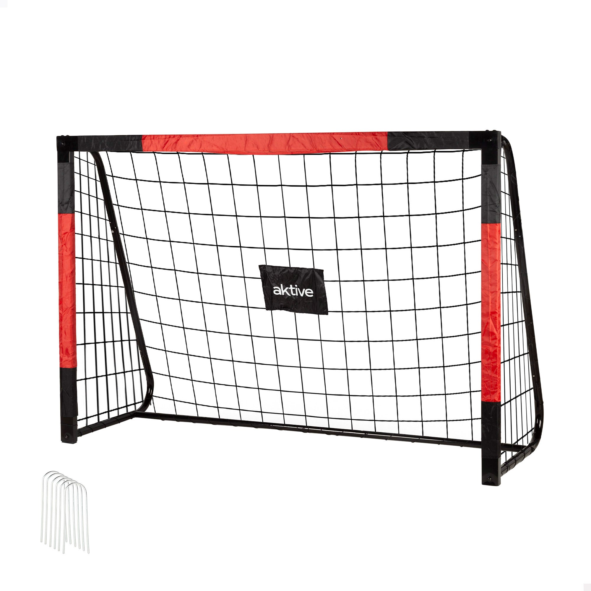 Aktive Portería de fútbol de acero 2 m con red resistente y 6 piquetas