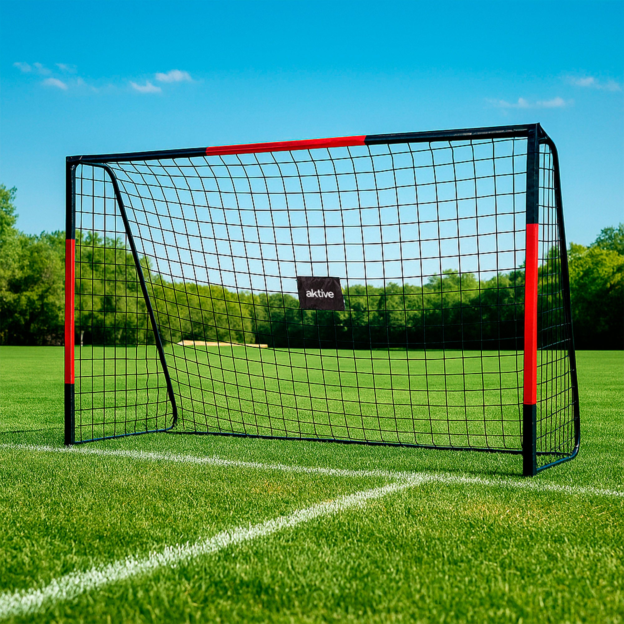 Aktive Portería de fútbol acero 3 m con red resistente y 7 piquetas