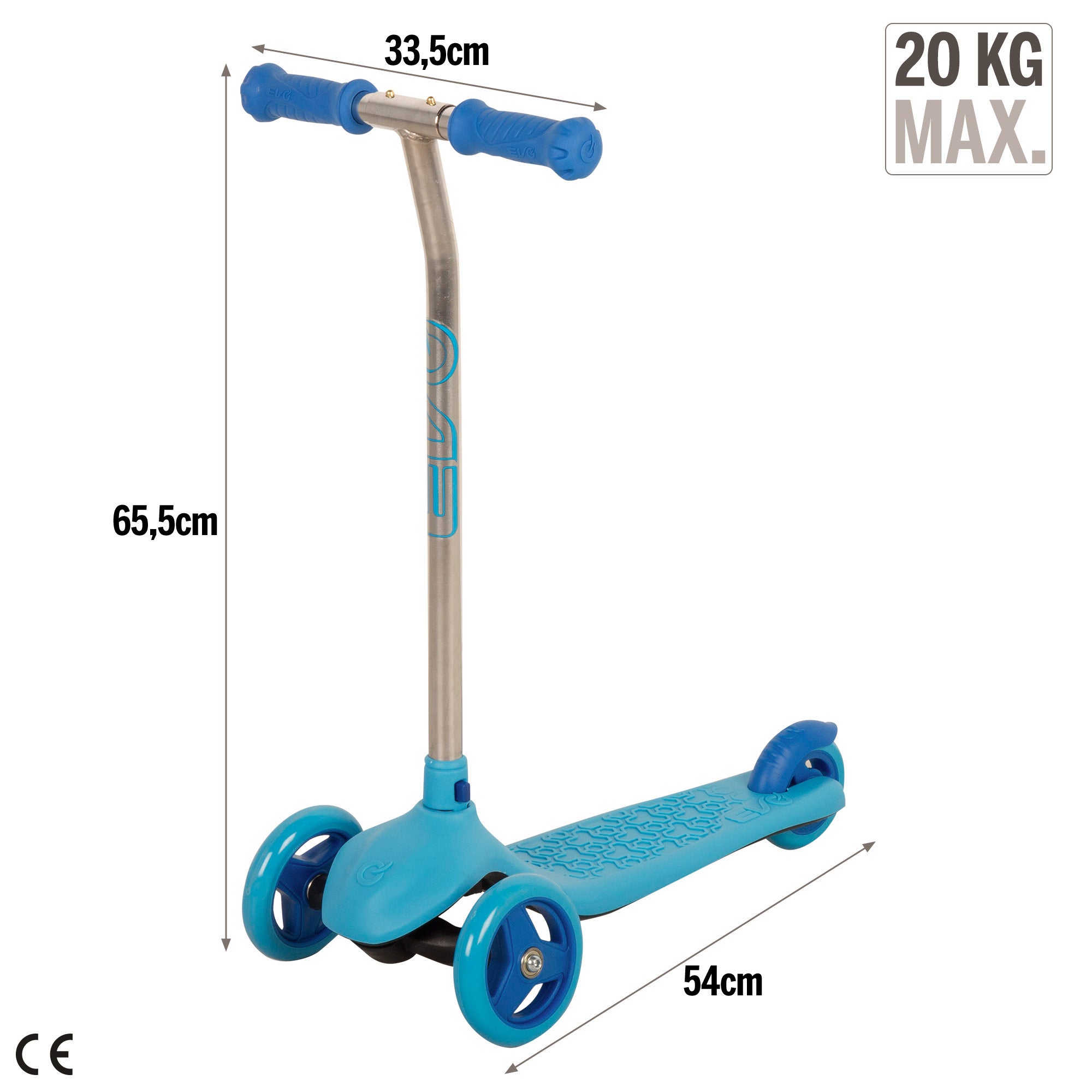 Scooter azul de 3 rodas EVO