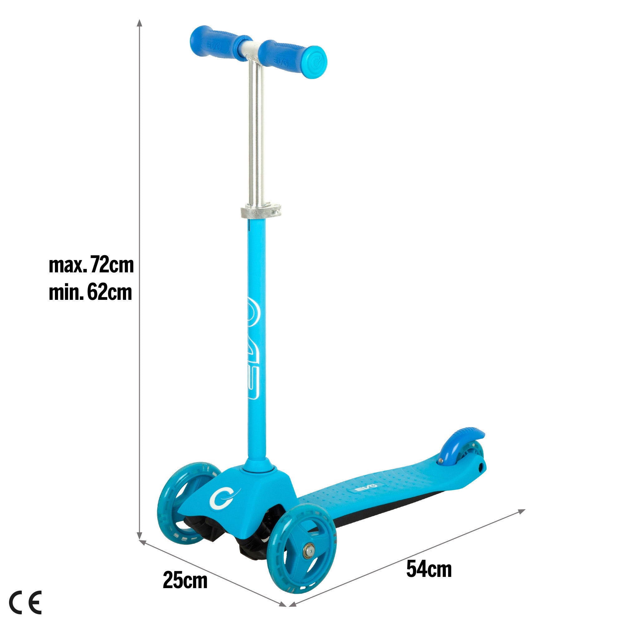 Patinete 3 ruedas azul ajustable EVO