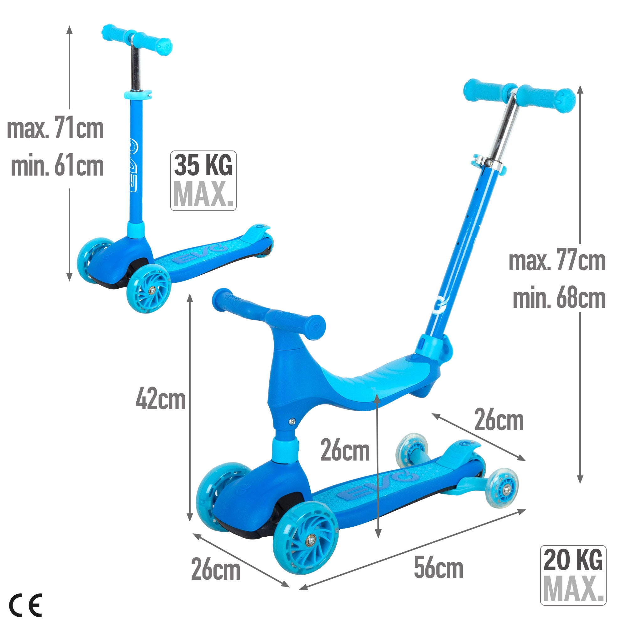 Patinete evolutivo 4 en 1 azul EVO