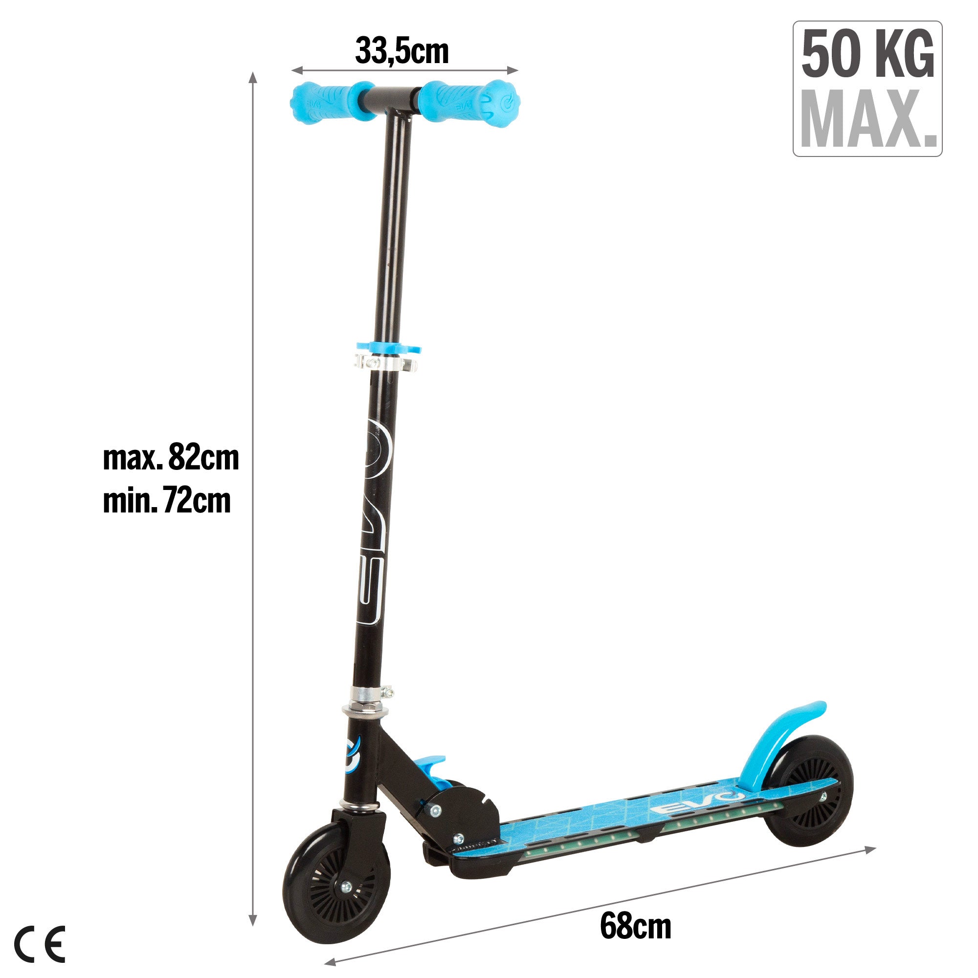 Patinete azul 2 ruedas luces multicolor EVO