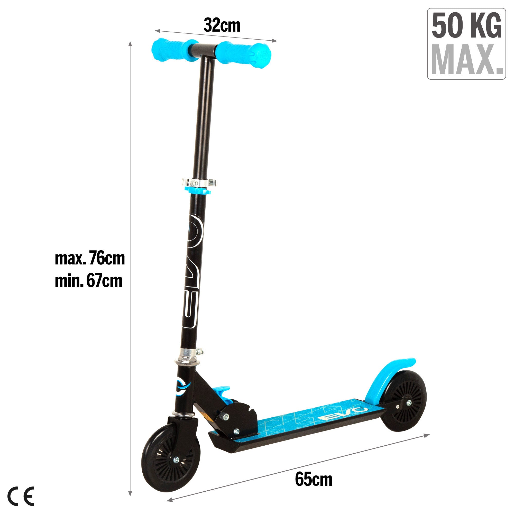 Patinete 2 ruedas plegable y ajustable azul EVO