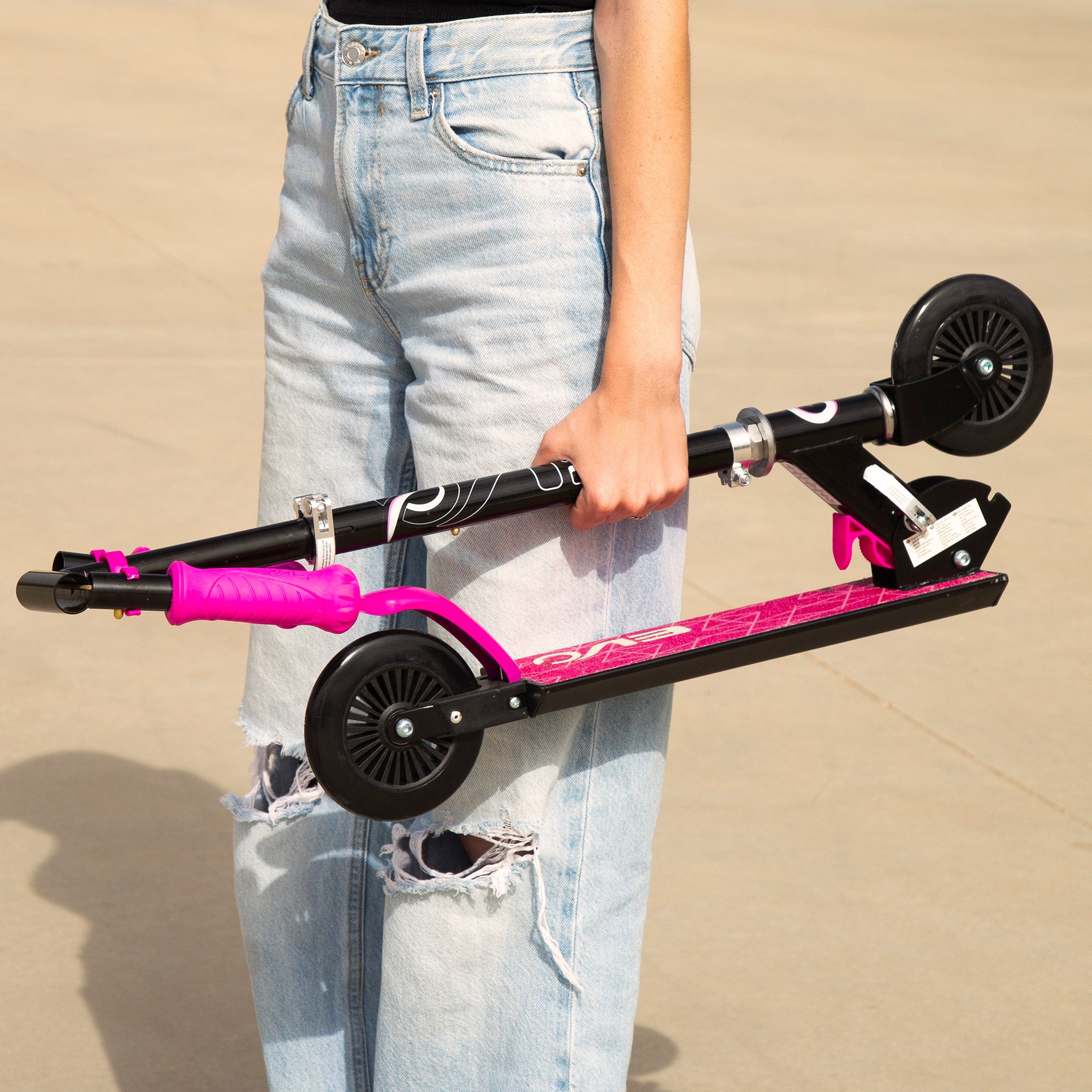 Patinete 2 ruedas plegable y ajustable rosa EVO