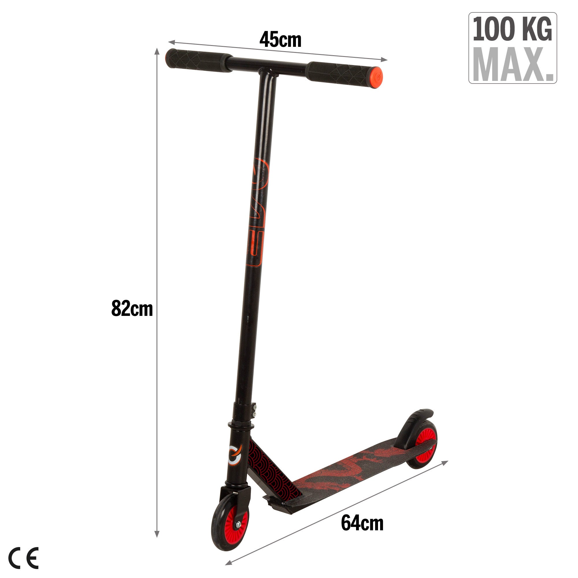 Patinete infantil manillar 360º negro y rojo EVO