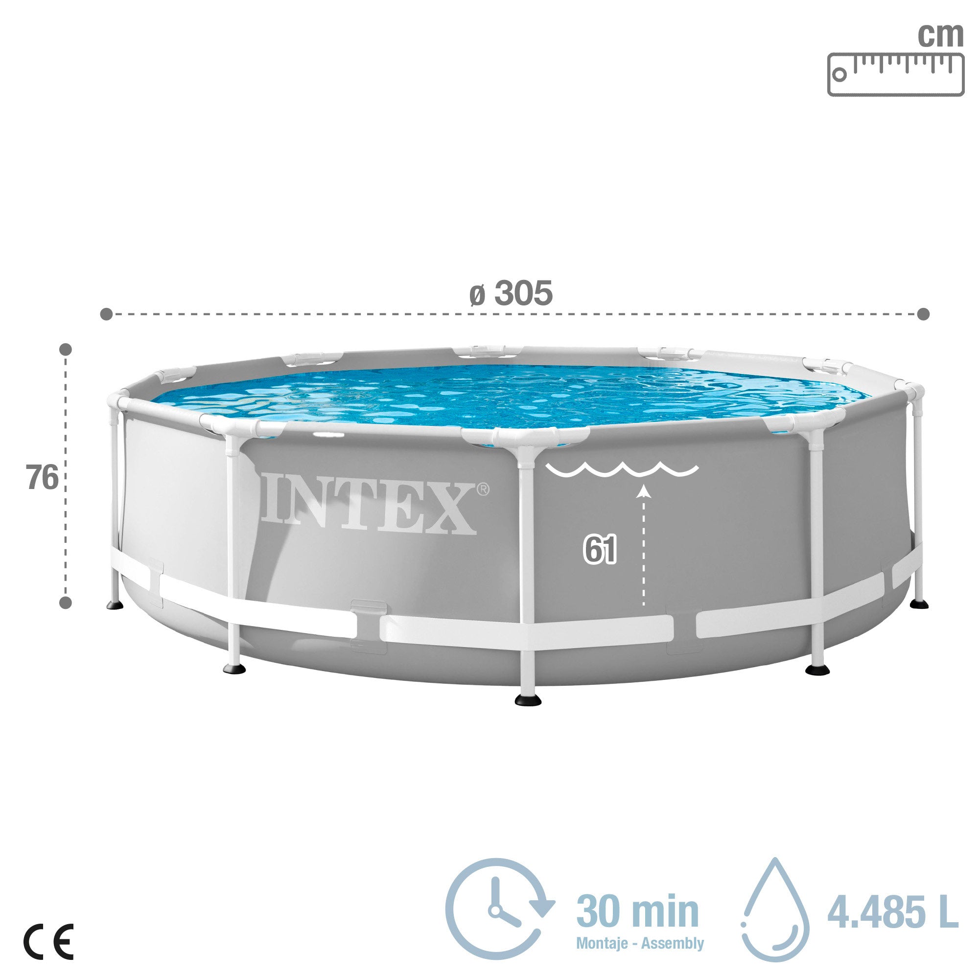 Piscina redonda desmontável INTEX Prism Frame 305x76 cm com bomba de filtro