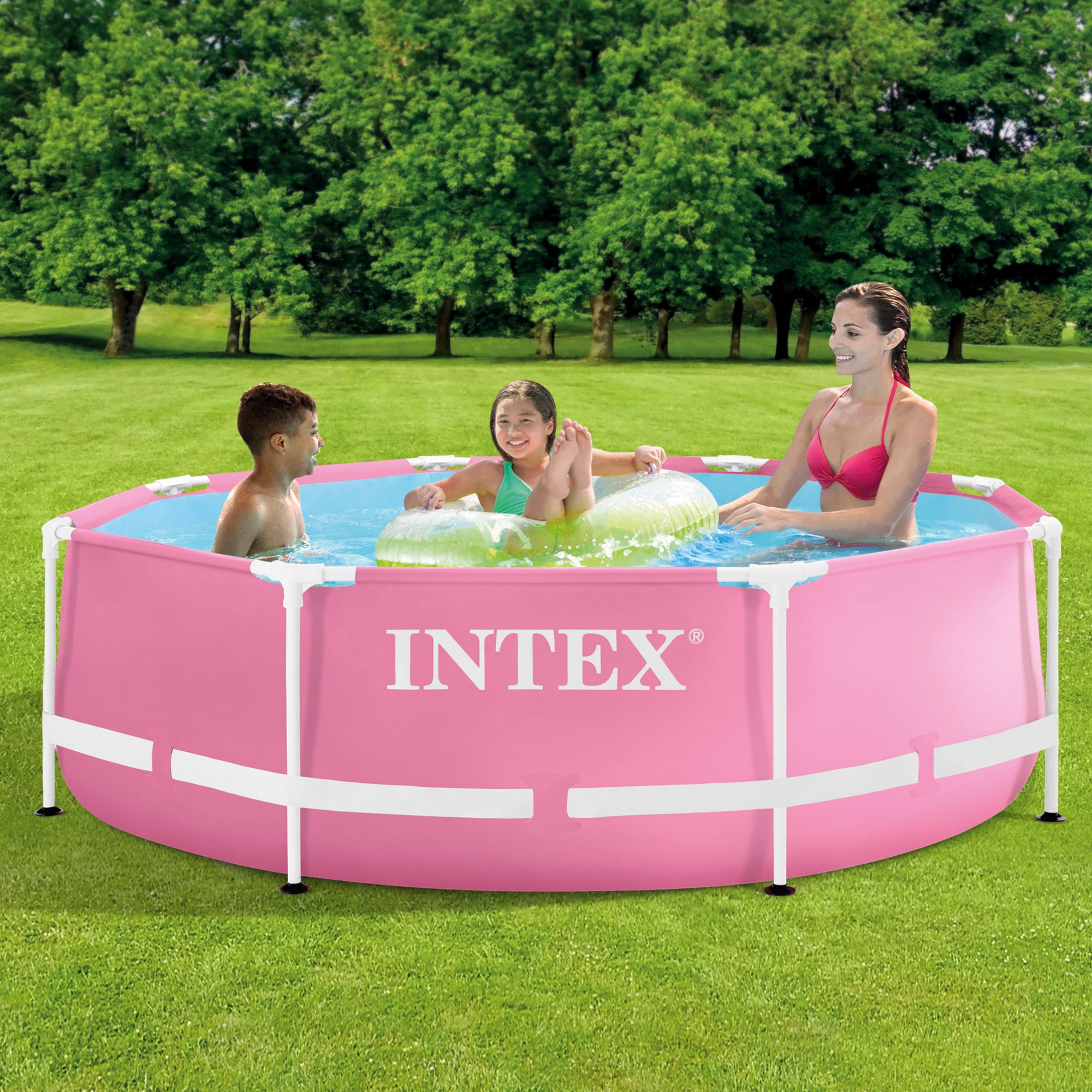 INTEX Piscina desmontable Metal Frame rosa Ø244x76 cm - 2.843 l