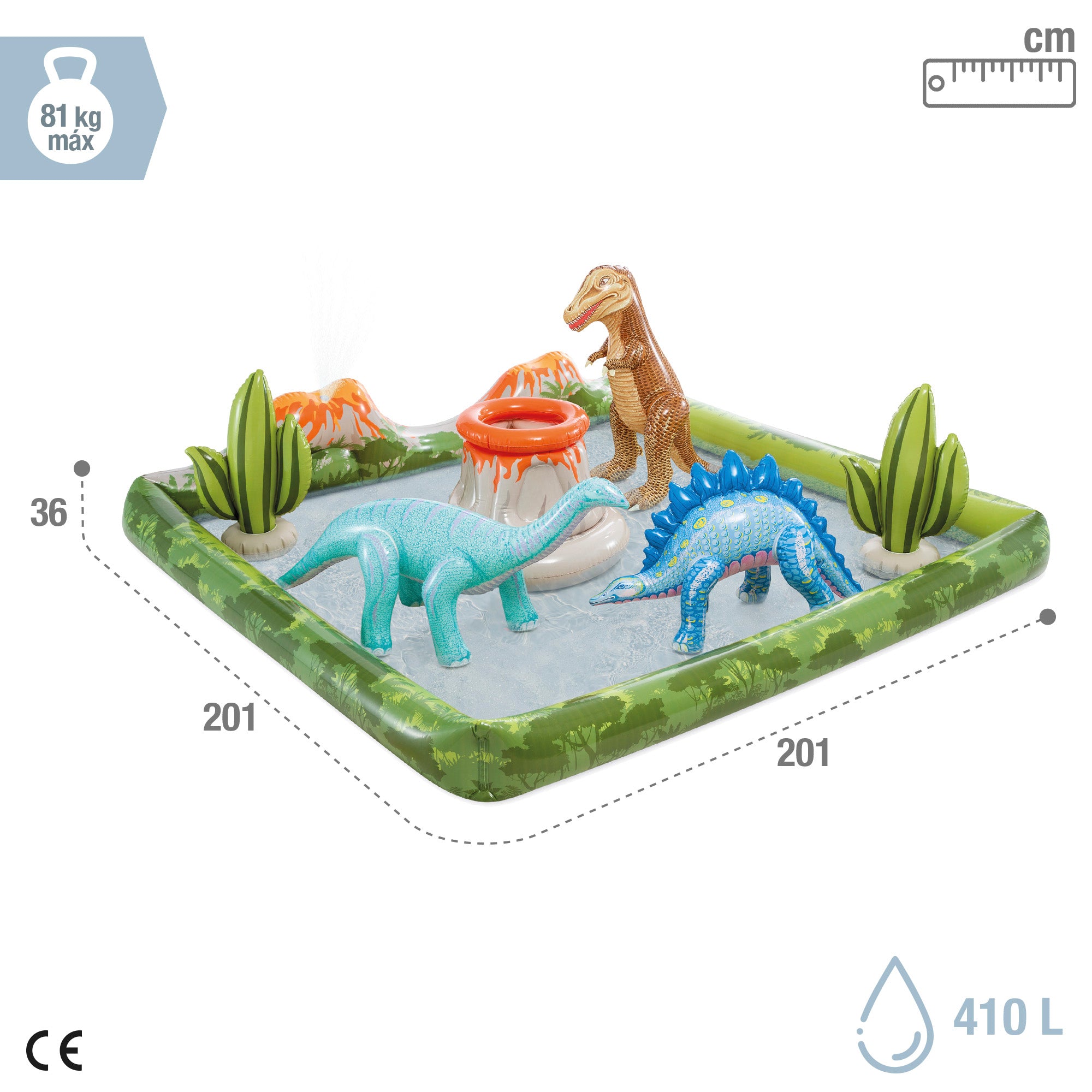 INTEX Centro de juegos hinchable agua dinosaurios con aspersor, juego de bolas e hinchables